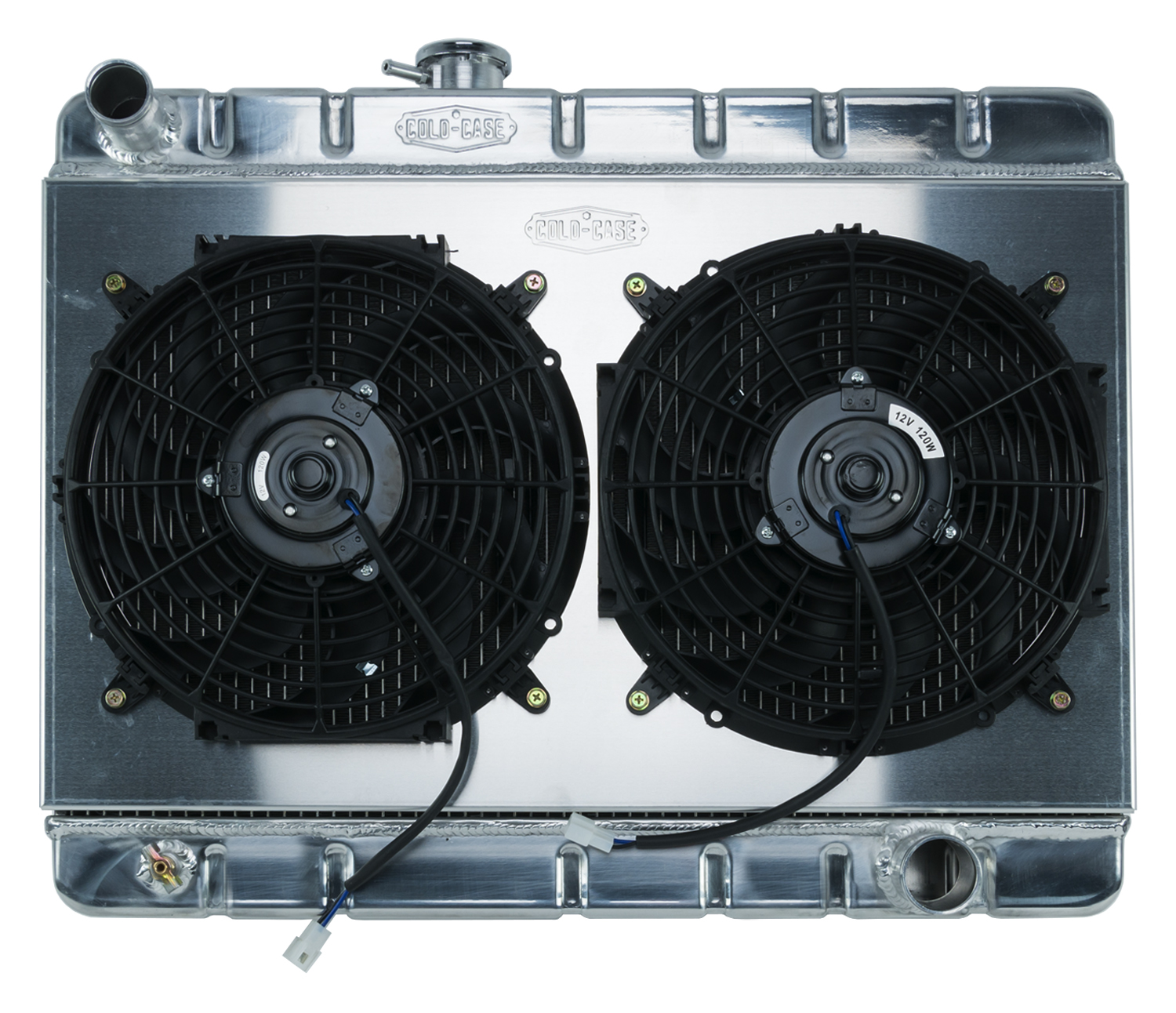 Cold Case Radiators GPG38K - 66-67 GTO Aluminum Radiator And 12 Inch Dual Fan Kit W/AC MT Cold Case Radiators GPG38K - 66-67 GTO Aluminum Radiator And 12 Inch Dual Fan Kit W/AC MT