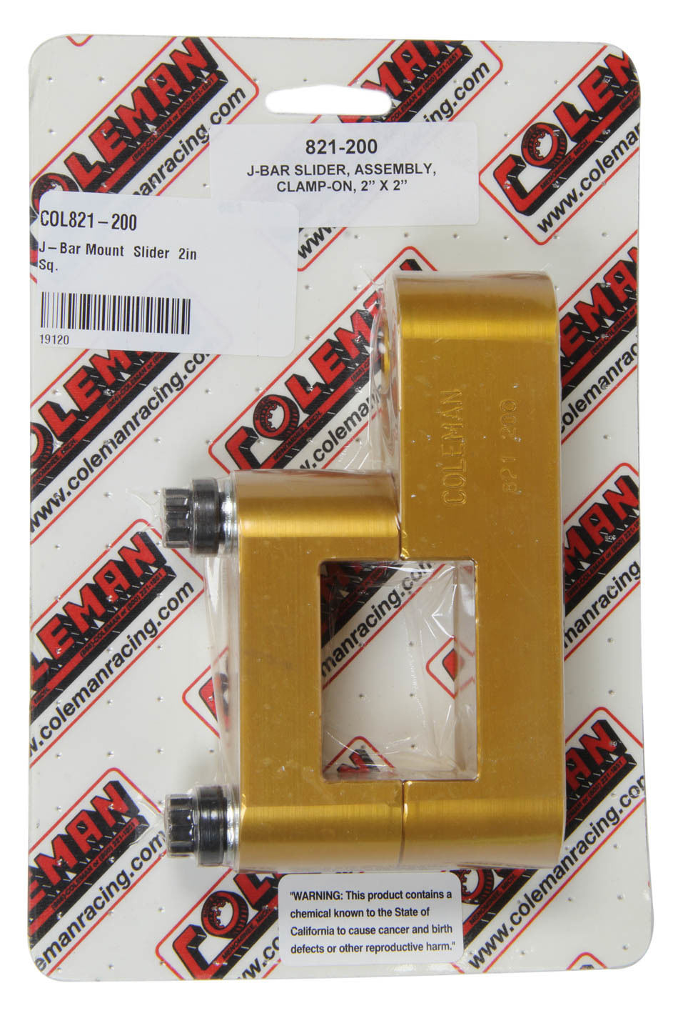 Coleman Machine 821-200 - J-Bar Mount  Slider  2in Sq