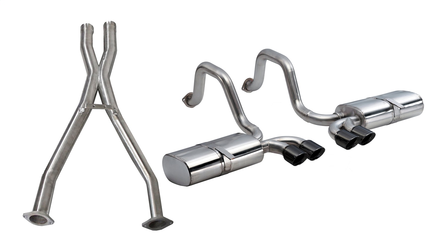 Corsa Performance 14111CBBLK - 2.5 Inch Cat-Back Sport Dual Exhaust w/ Black 3.5 Inch Tips 97-04 Corvette / Z06 5.7L Stainless Steel  Performance