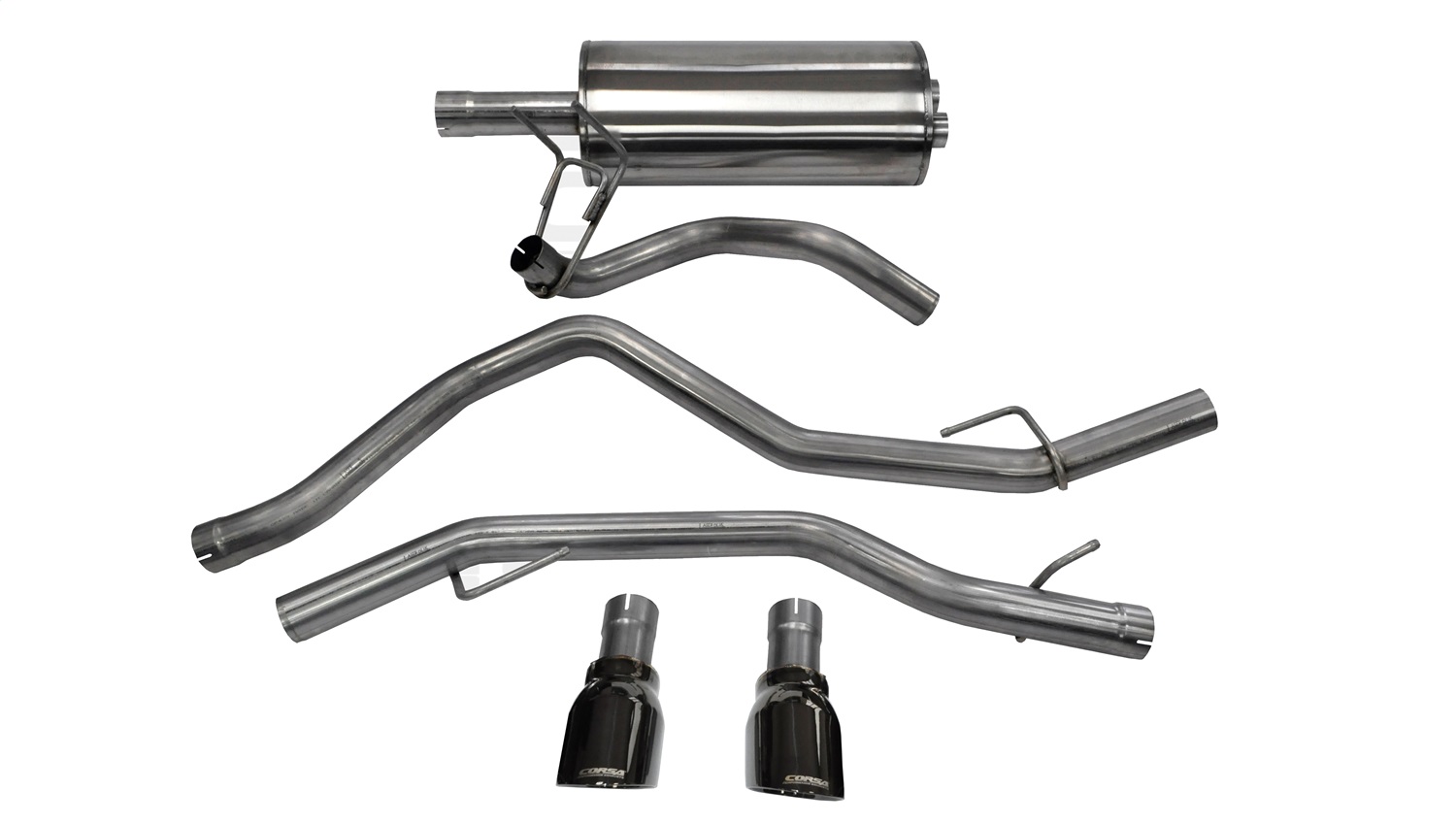 Corsa Performance 14405BLK - 3.0 Inch Cat-Back Sport Dual Rear Exhaust 4.5 Inch Black Tips 09-18 Dodge Ram/Rebel 4.7L/5.7L V8 140.5 Inch Wheelbase Stainless Steel  Performance