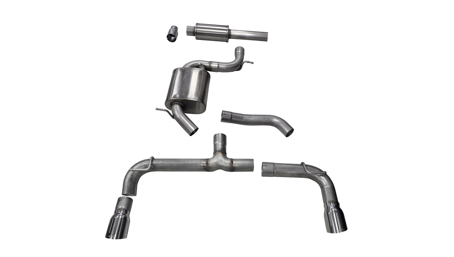 Corsa Performance 14834 - 3.0 Inch Cat-Back Sport Dual Rear Exhaust 4.0 Inch Polished Tips 14-Present Volkswagen Golf GTI Mk7 2.0T Stainless Steel  Performance