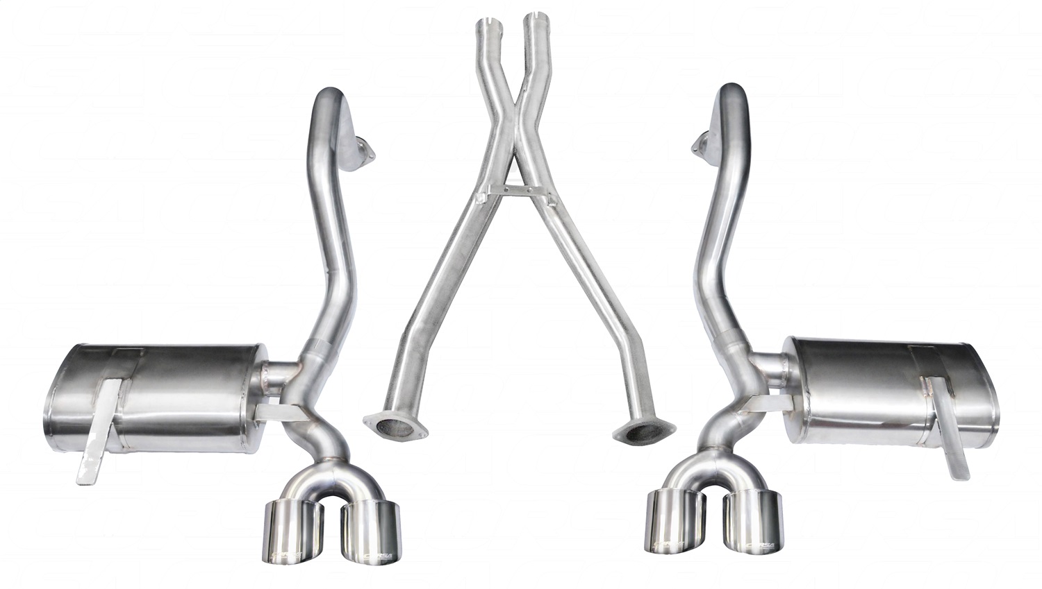 Corsa Performance 14962 - 2.5 Inch Cat-Back Plus X-Pipe Xtreme Exhaust Dual Rear Exit 4.0 Inch Polished Tips 97-04 Chevy Corvette C5 Plus Z06 5.7L V8 Stainless Steel  Performance