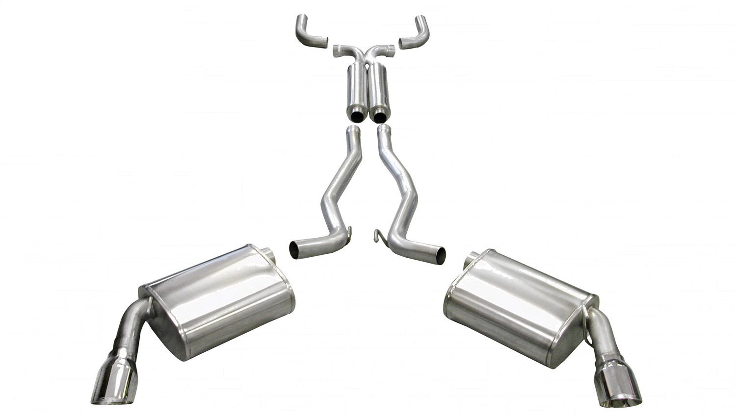 Corsa Performance 14952 - 2.5 Inch Cat-Back Plus X-Pipe Sport Exhaust Dual Rear Exit 4.0 Inch Polished Tips 10-15 Chevrolet Camaro SS Coupe Auto Trans 6.2L V8 Stainless Steel  Performance