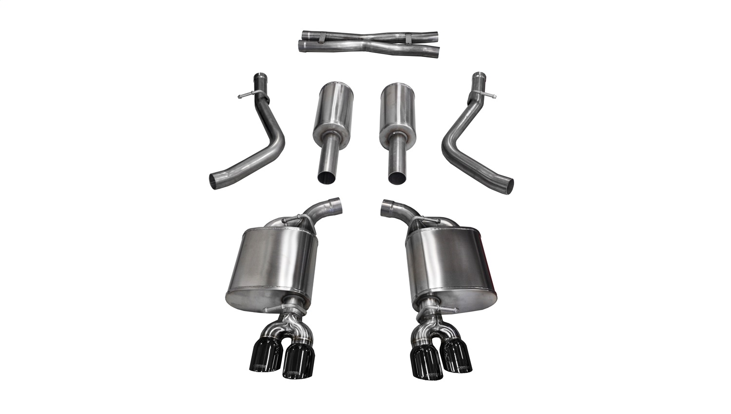 Corsa Performance 14986BLK - 2.5 Inch Cat-Back Sport Dual Rear Exit Exhaust 3.5 Inch Black Tips 15-16 Dodge Challenger R/T 5.7L V8 Stainless Steel Performance Corsa Performance 14986BLK - 2.5 Inch Cat-Back Sport Dual Rear Exit Exhaust 3.5 Inch Black Tips 15-16 Dodge Challenger R/T 5.7L V8 Stainless Steel Performance