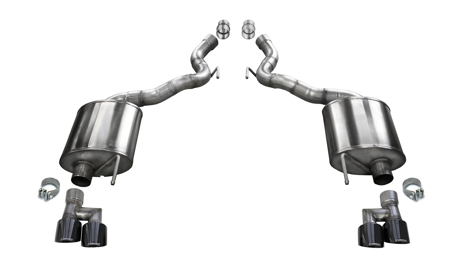 Corsa Performance 21050BLK - 2018-2023 Ford Mustang GT Convertible Sport Axle-Back Exhaust w/ Black PVD 4in Tips