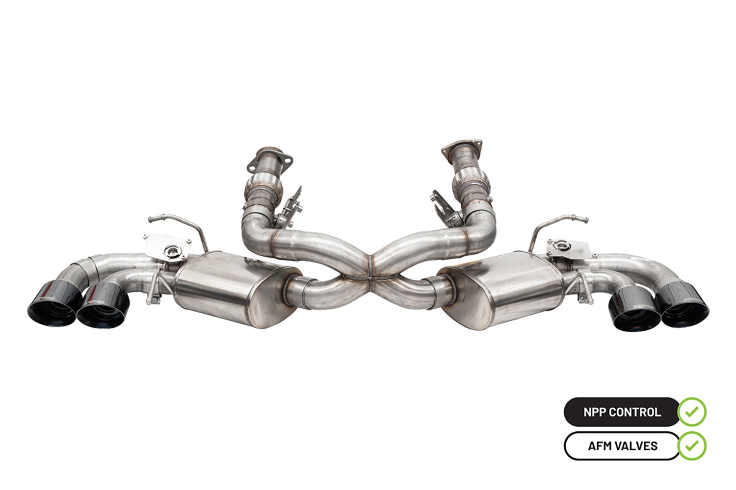 Corsa Performance 21100BLK - 2020-25 Corvette C8 3in Valved Cat-Back 4.5in Blk Quad Tips - Fits Factory Perf Exhaust w/ AFM