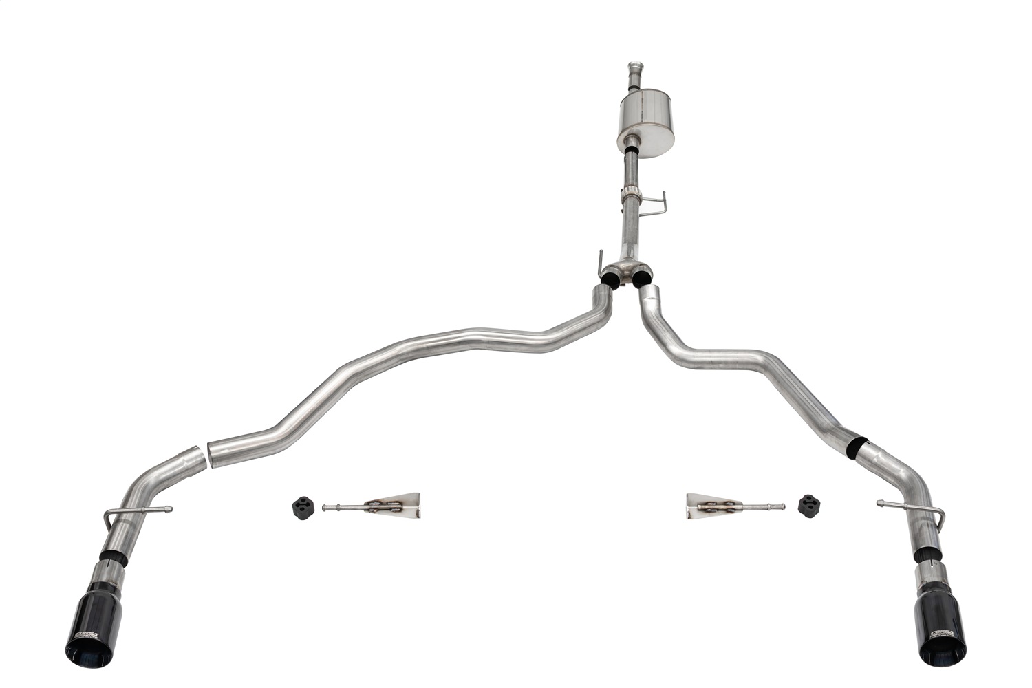 Corsa Performance 21167BLK - 2021-2025 Ford F-150 SuperCab/6.5in Bed 3.5L V6 Sport Cat-Back Dual Rear Exit-Black PVD