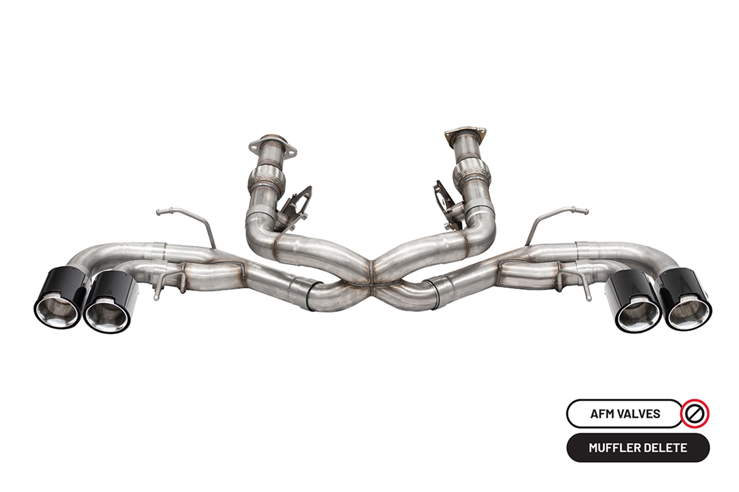 Corsa Performance 21104CF - 2020-2025 Chevrolet Corvette C8 RWD 3in Track Cat-Back Delete Exhaust w/4.5in CF PolishedTips