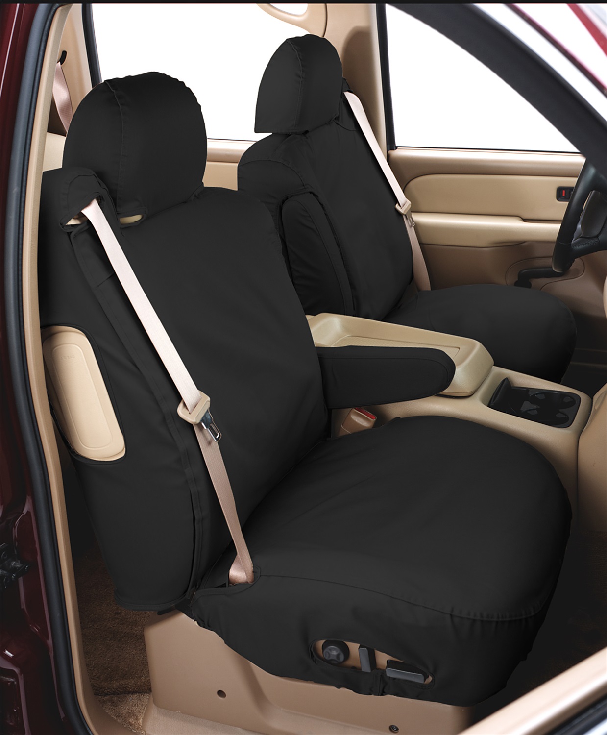 Covercraft SS3454PCCH - 16-24 Nissan Titan Polycotton SeatSaver Custom Front Row Seat Covers - Charcoal