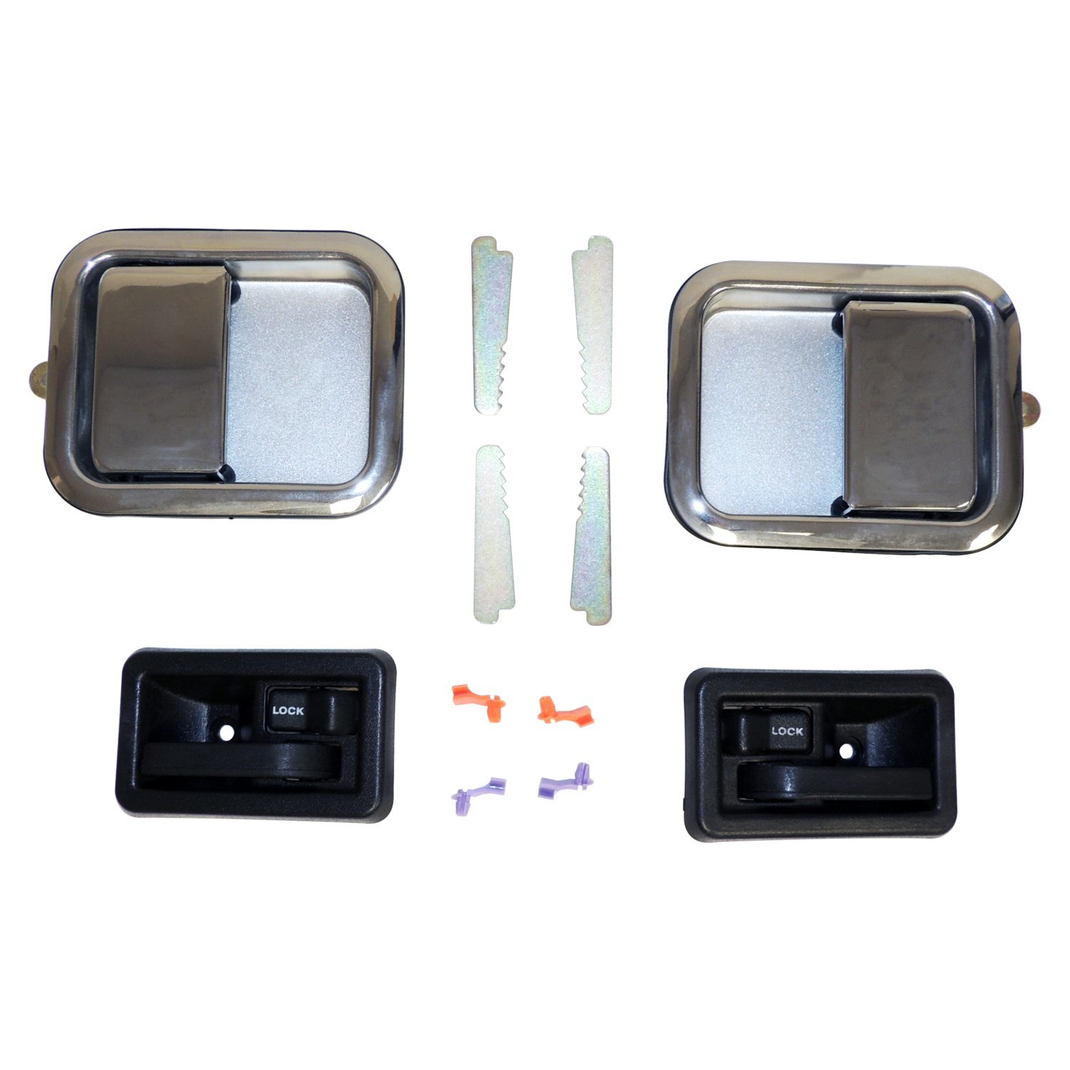 Crown Automotive Jeep Replacement 5758172MK - Full Interior and Exterior Chrome Door Handle Kit for 82-06 Jeep CJ-7, 8, YJ, TJ