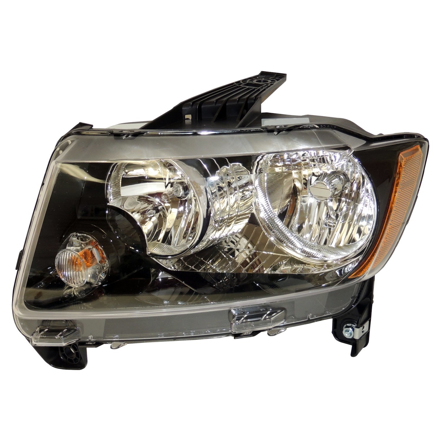 Crown Automotive Jeep Replacement 68171215AB - Left Headlight Assy for 11-17 Jeep MK Compass w/ Halogen Bulbs w/ Black Bezel Crown Automotive Jeep Replacement 68171215AB - Left Headlight Assy for 11-17 Jeep MK Compass w/ Halogen Bulbs w/ Black Bezel