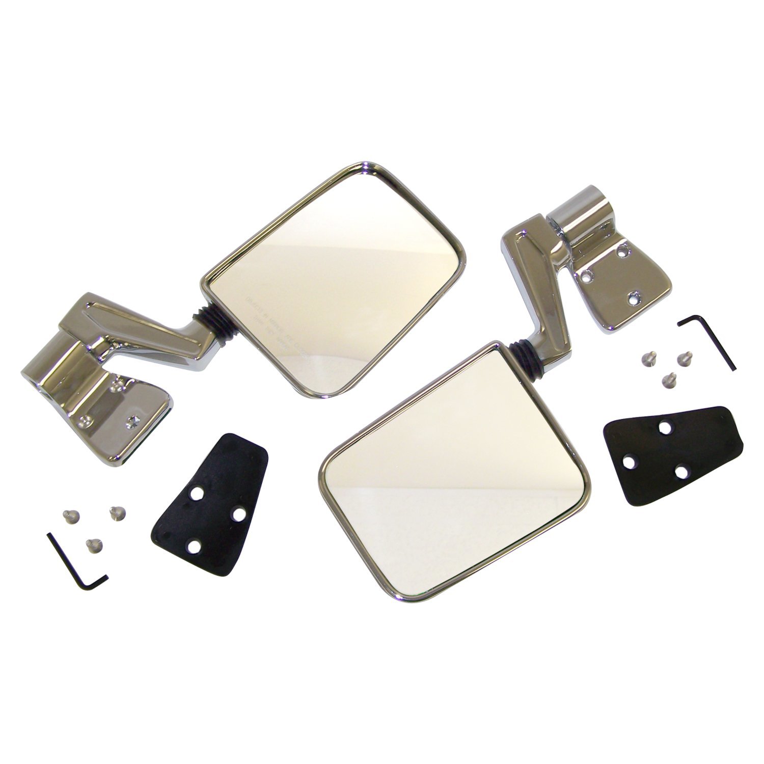 Crown Automotive Jeep Replacement 82200834CK - Manual Folding Mirror Kit for 1987-2006 Jeep YJ, TJ Wrangler, Chrome