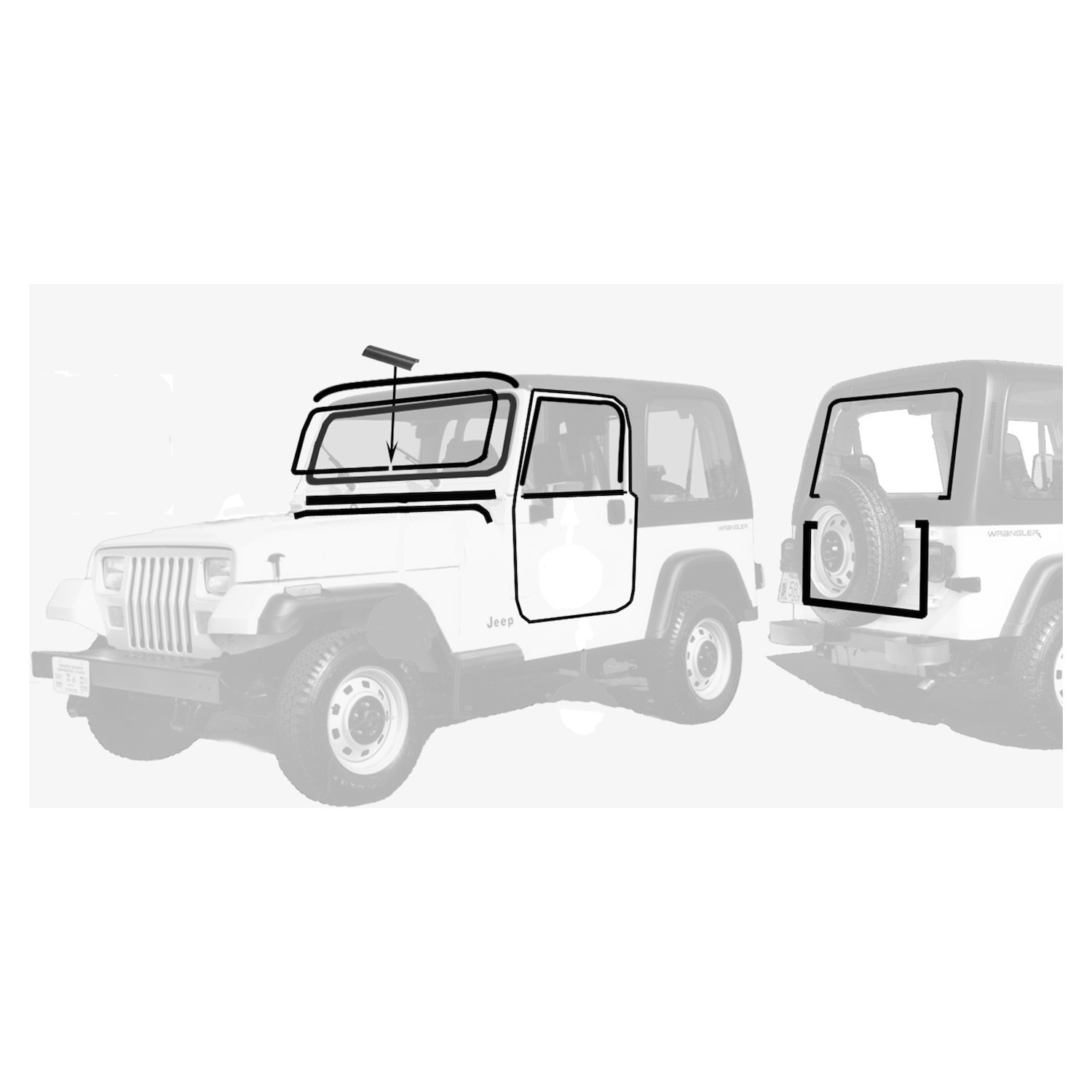 Crown Automotive Jeep Replacement YJWSK - Complete Weatherstrip Kit for 1991-1995 Jeep YJ Wrangler