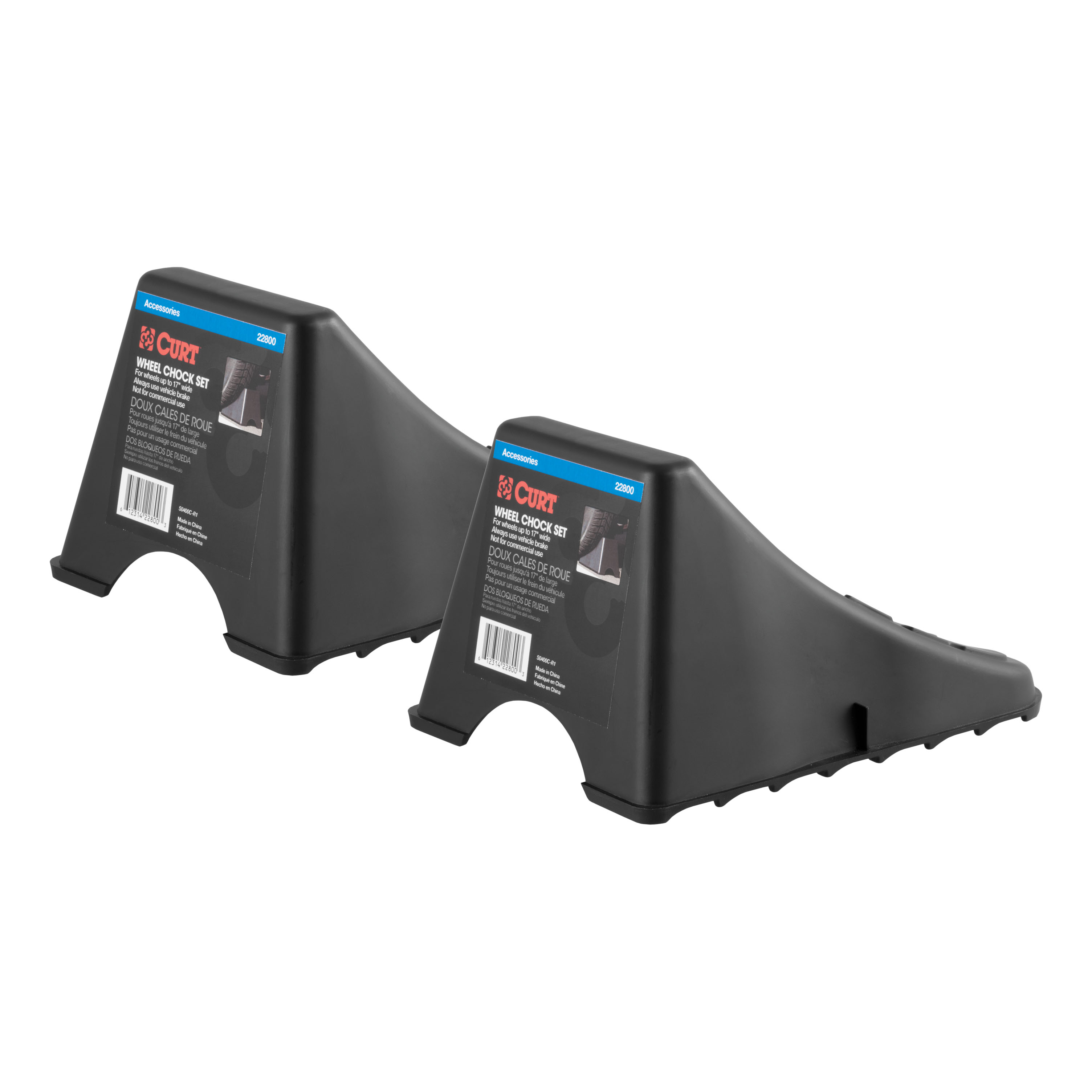 CURT 22800 - Wheel Chock Set (Up to 17" Wide Wheels) CURT 22800 - Wheel Chock Set (Up to 17" Wide Wheels)