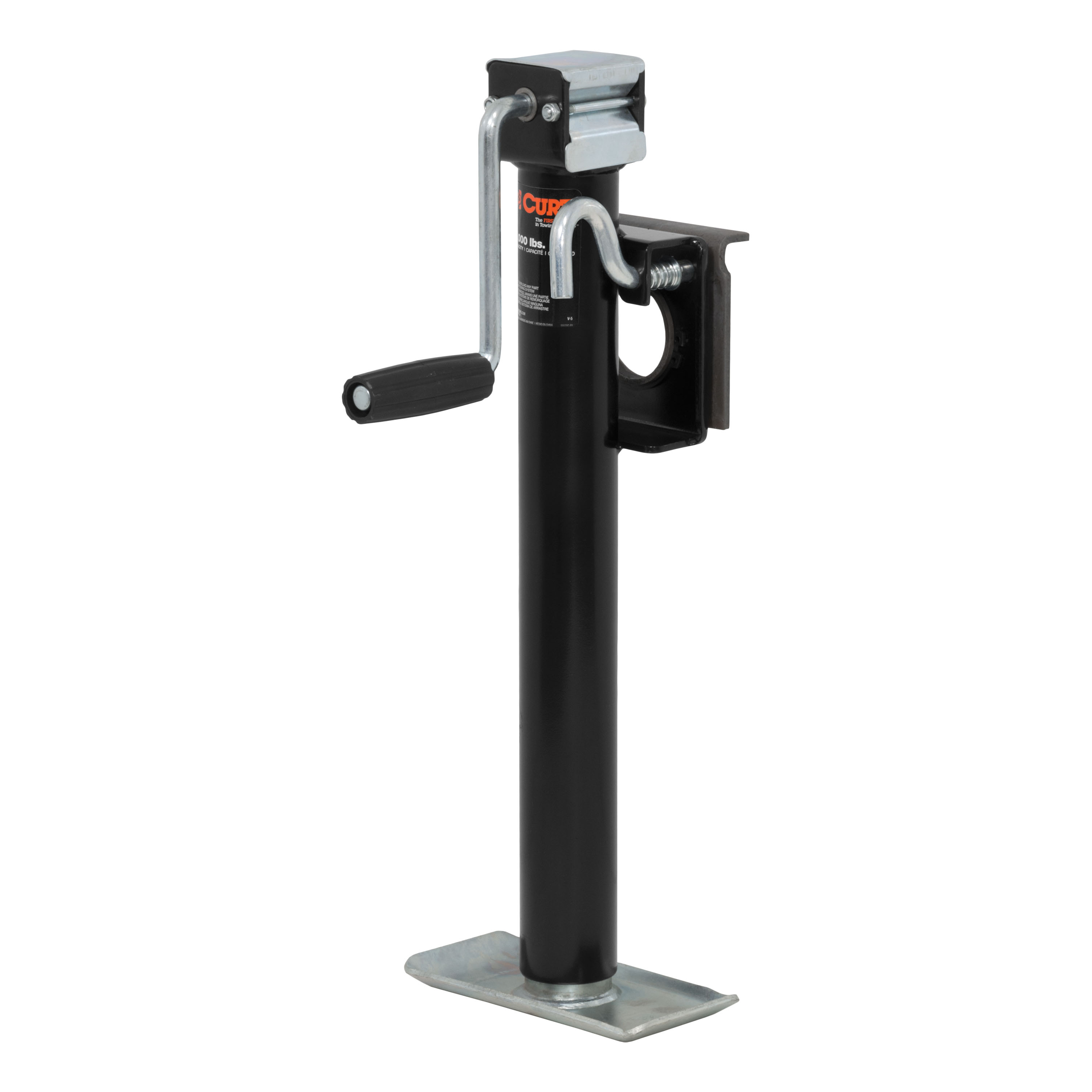 CURT 28306 - Bracket-Mount Swivel Jack with Side Handle (2,000 lbs, 15" Travel)