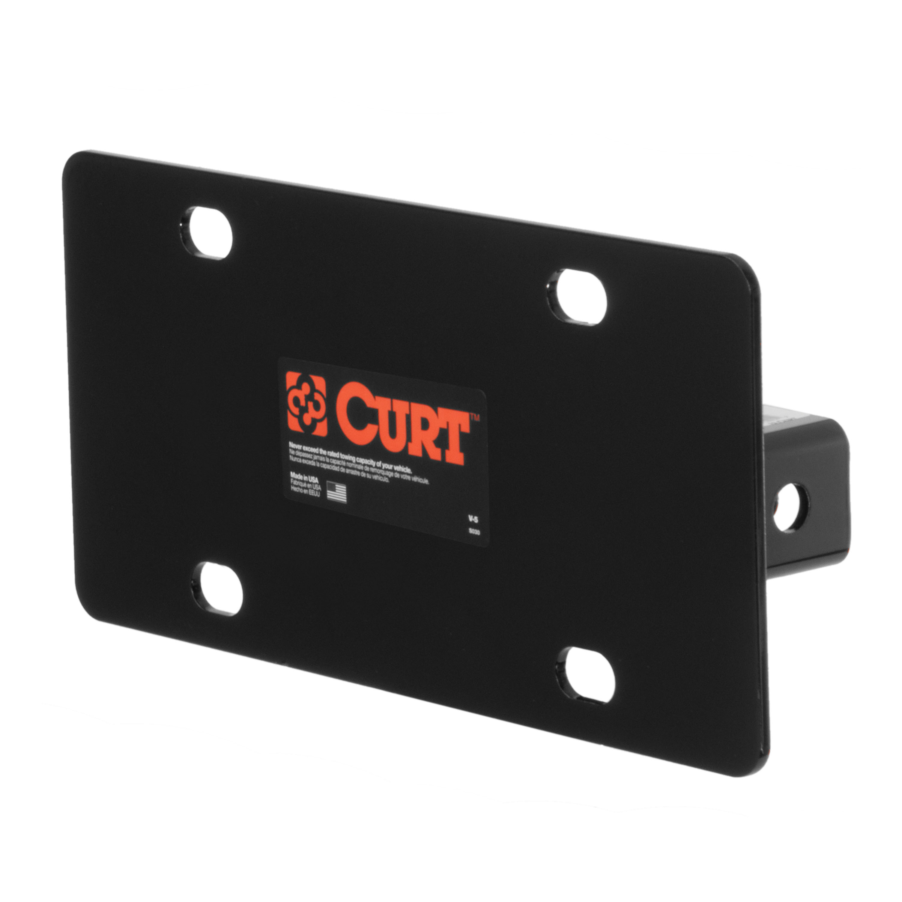 CURT 31002 - Hitch-Mounted License Plate Holder (Fits 2" Receiver)