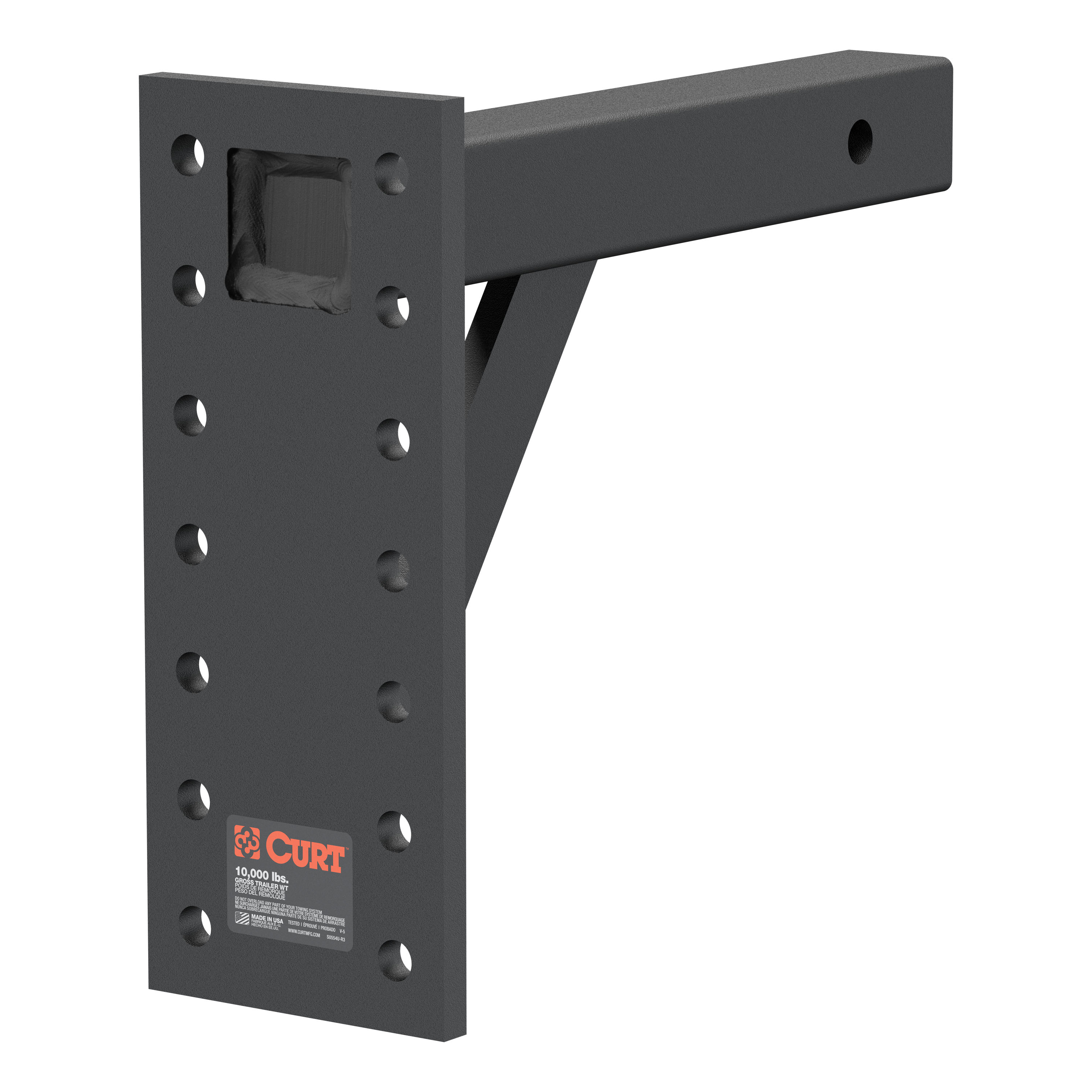CURT 48342 - Adjustable Pintle Mount (2" Shank, 10,000 lbs., 13" High, 12" Long)