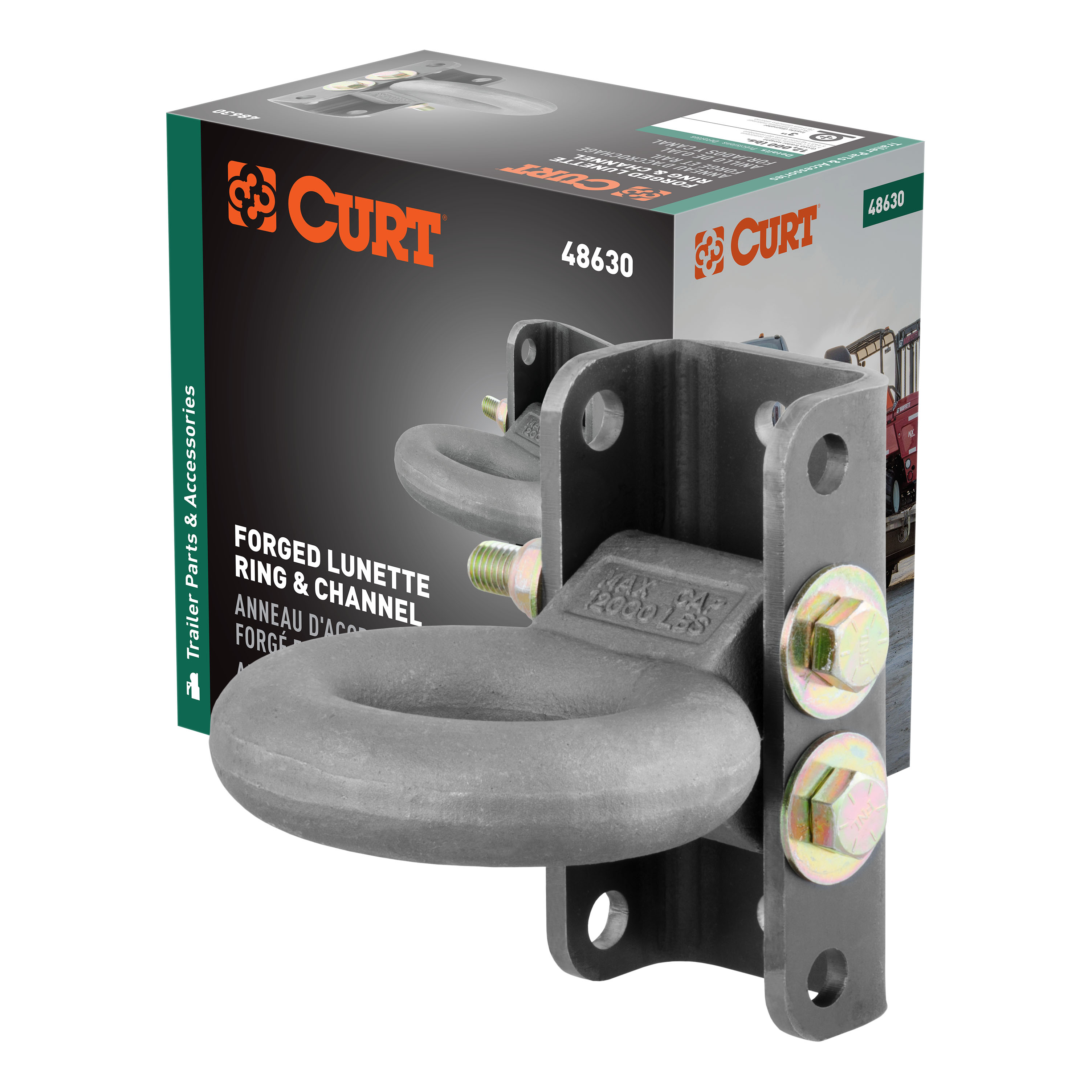 CURT 48630 - Adjustable Lunette Ring (12,000 lbs., 3" Eye, 7-1/2" Channel Height, Packaged)
