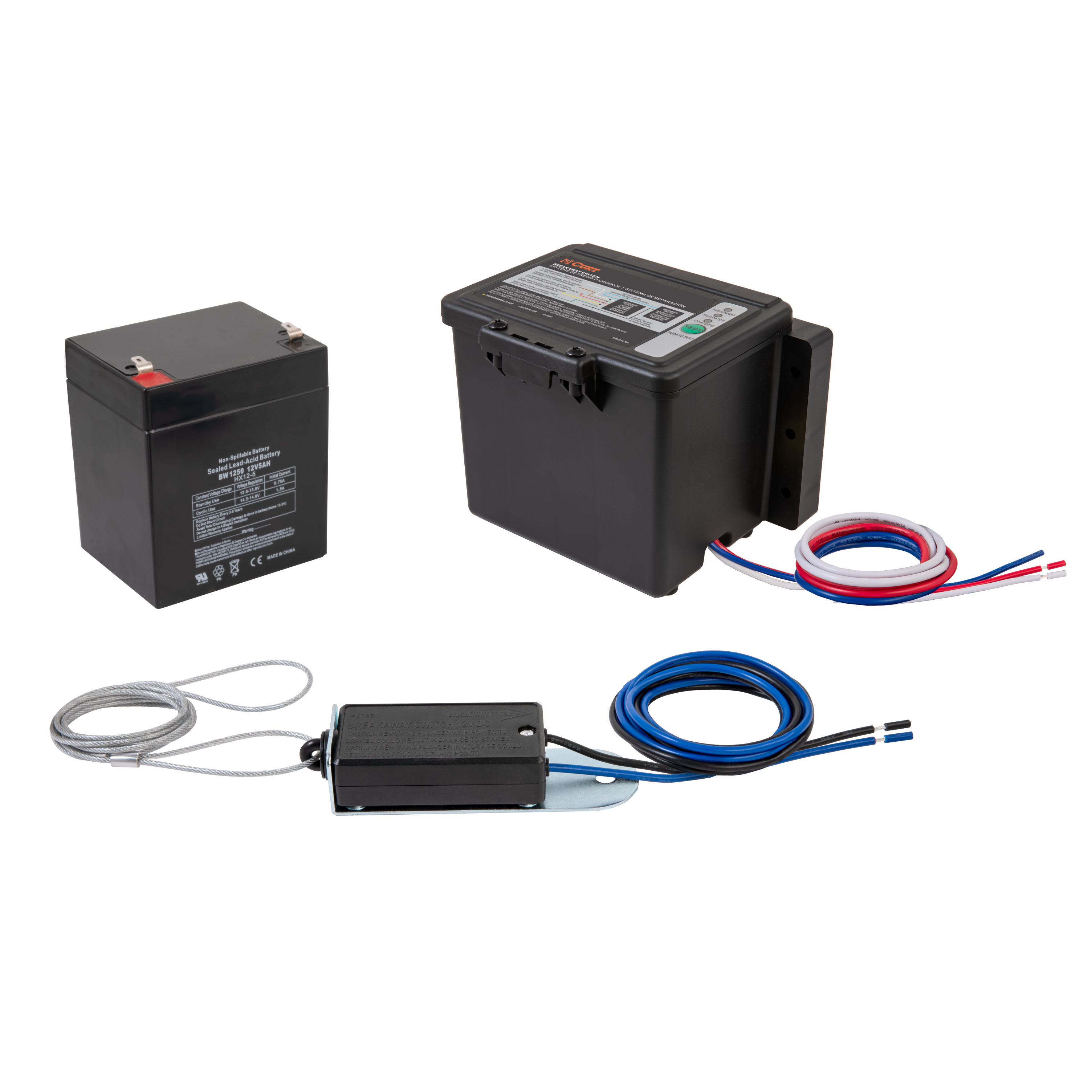 CURT 52044 - Push-to-Test Breakaway Kit with Top-Load Battery