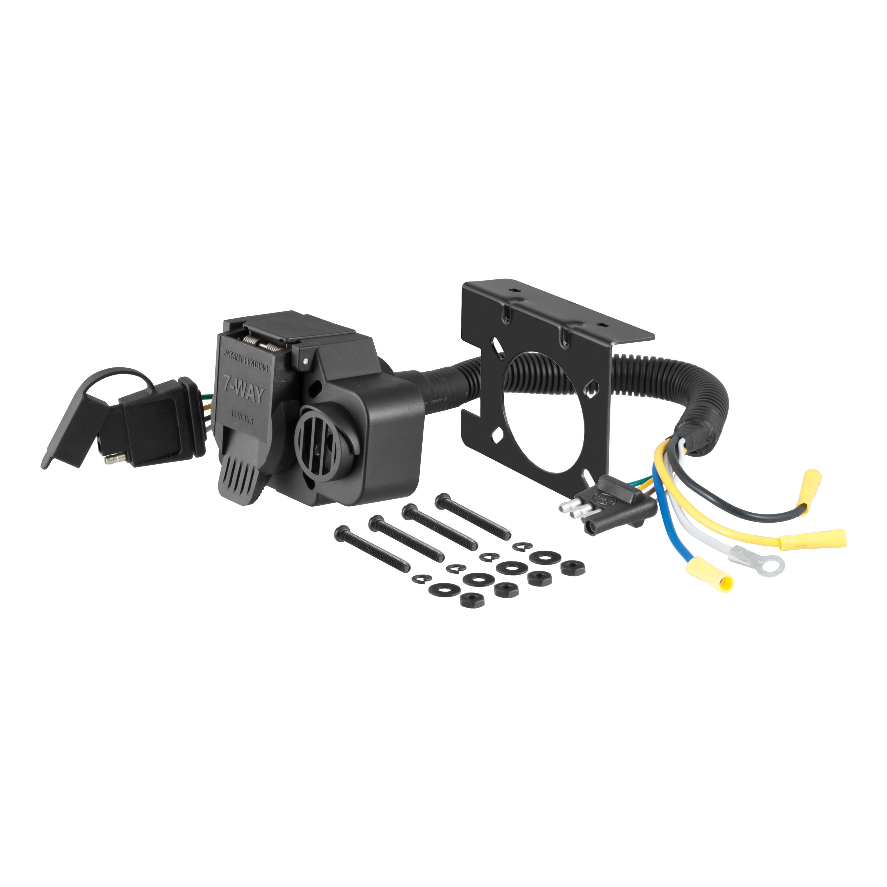 CURT 57102 - Dual-Output Adapter with Backup Alarm (4-Way Flat to 7-Way RV Blade Trailer)