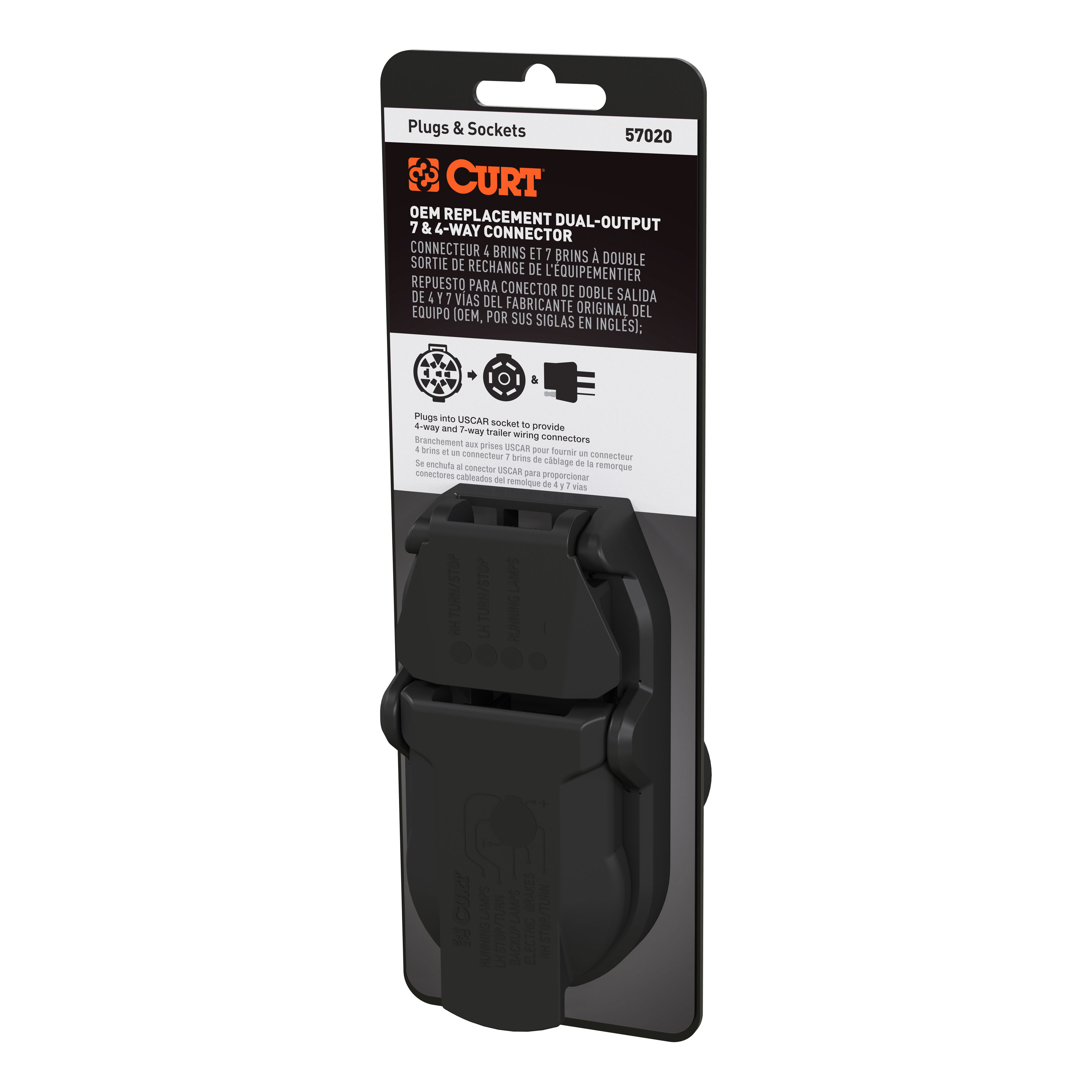 CURT 57020 - OEM Replacement Dual-Output 7 & 4-Way Connector (Plugs into USCAR)