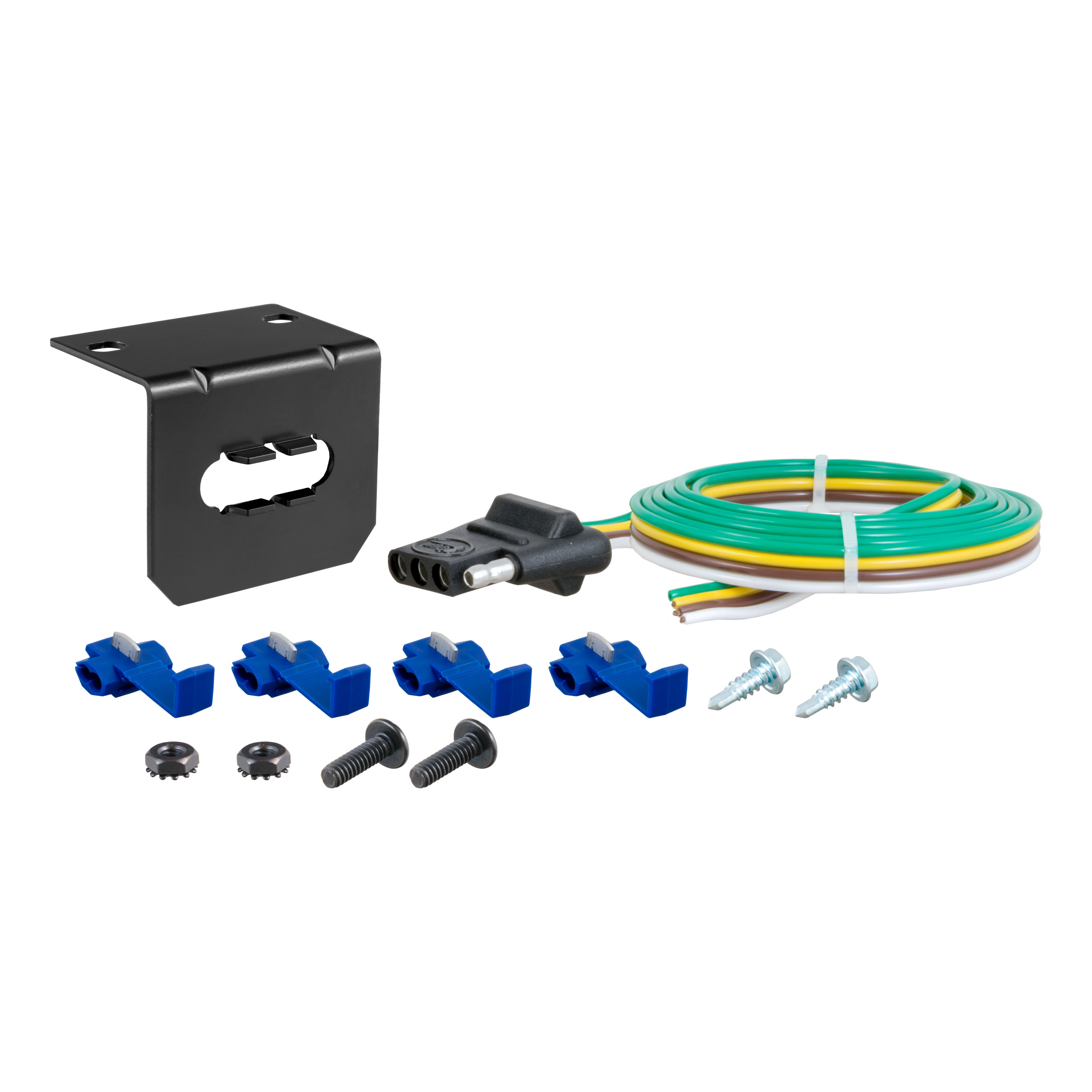 CURT 58345 - 4-Way Flat Connector Socket with Hardware (Vehicle Side, Packaged)