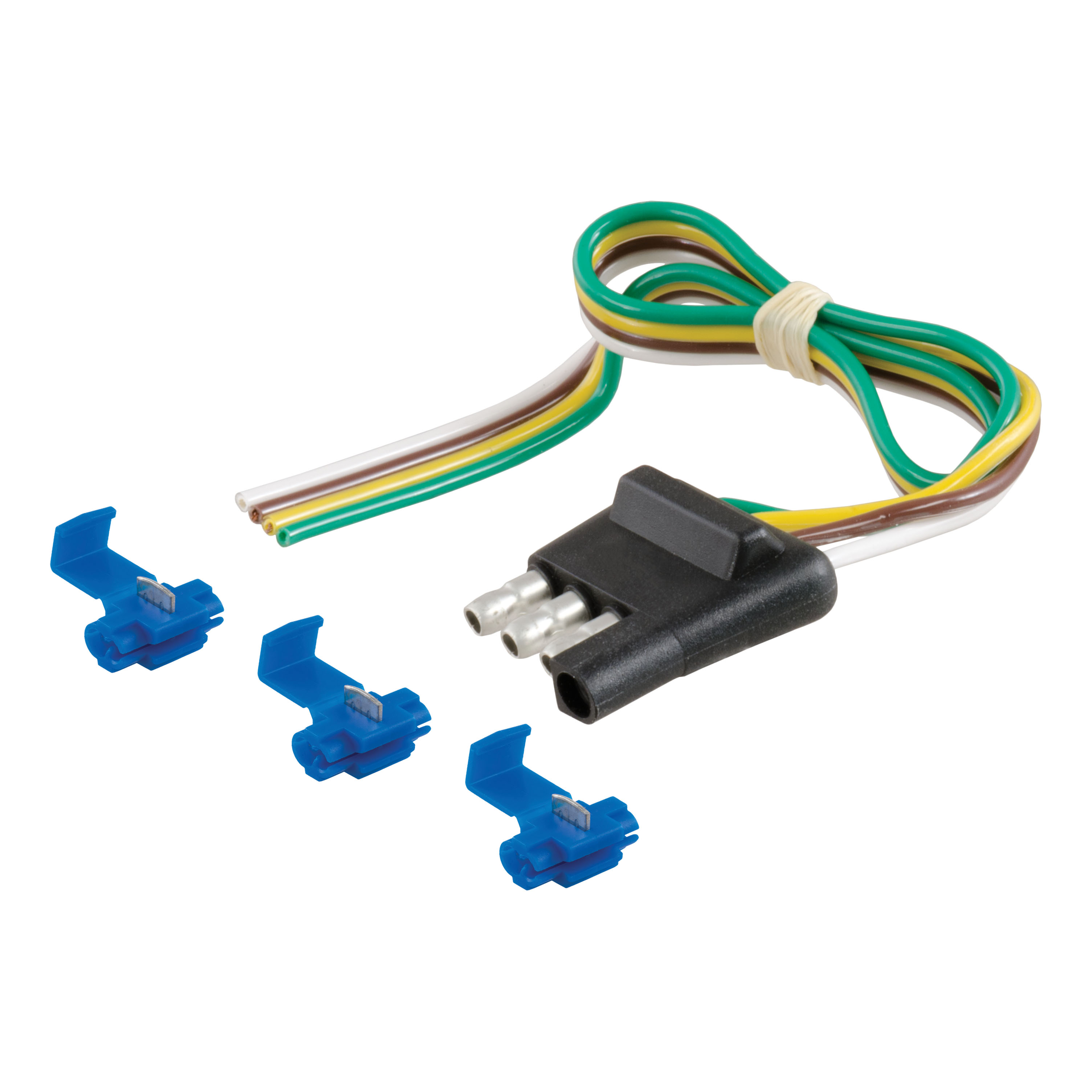 CURT 58033 - 4-Way Flat Connector Plug with 12" Wires and Hardware (Trailer Side, Packaged)