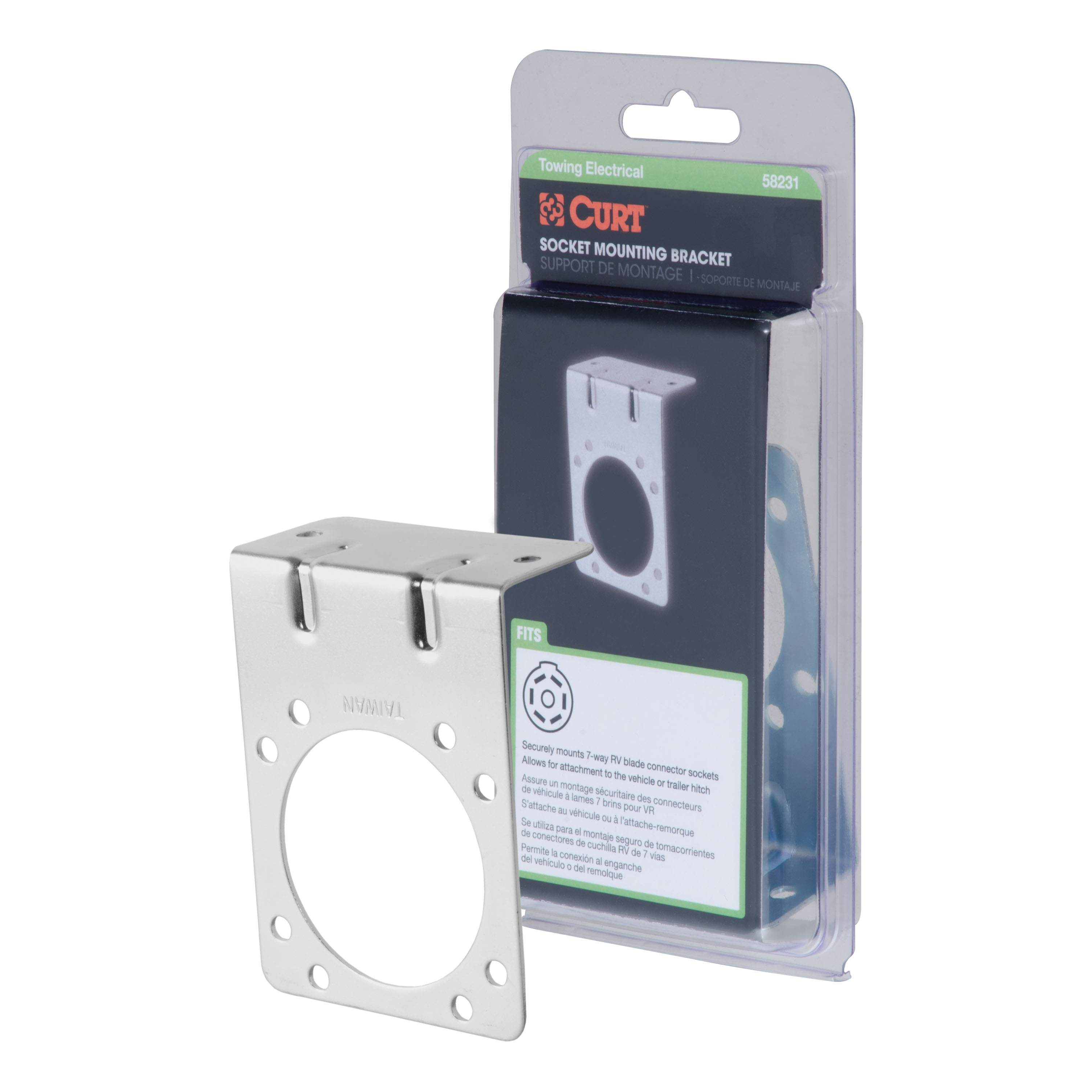CURT 58231 - Connector Mounting Bracket for 7-Way RV Blade (Zinc, Packaged)