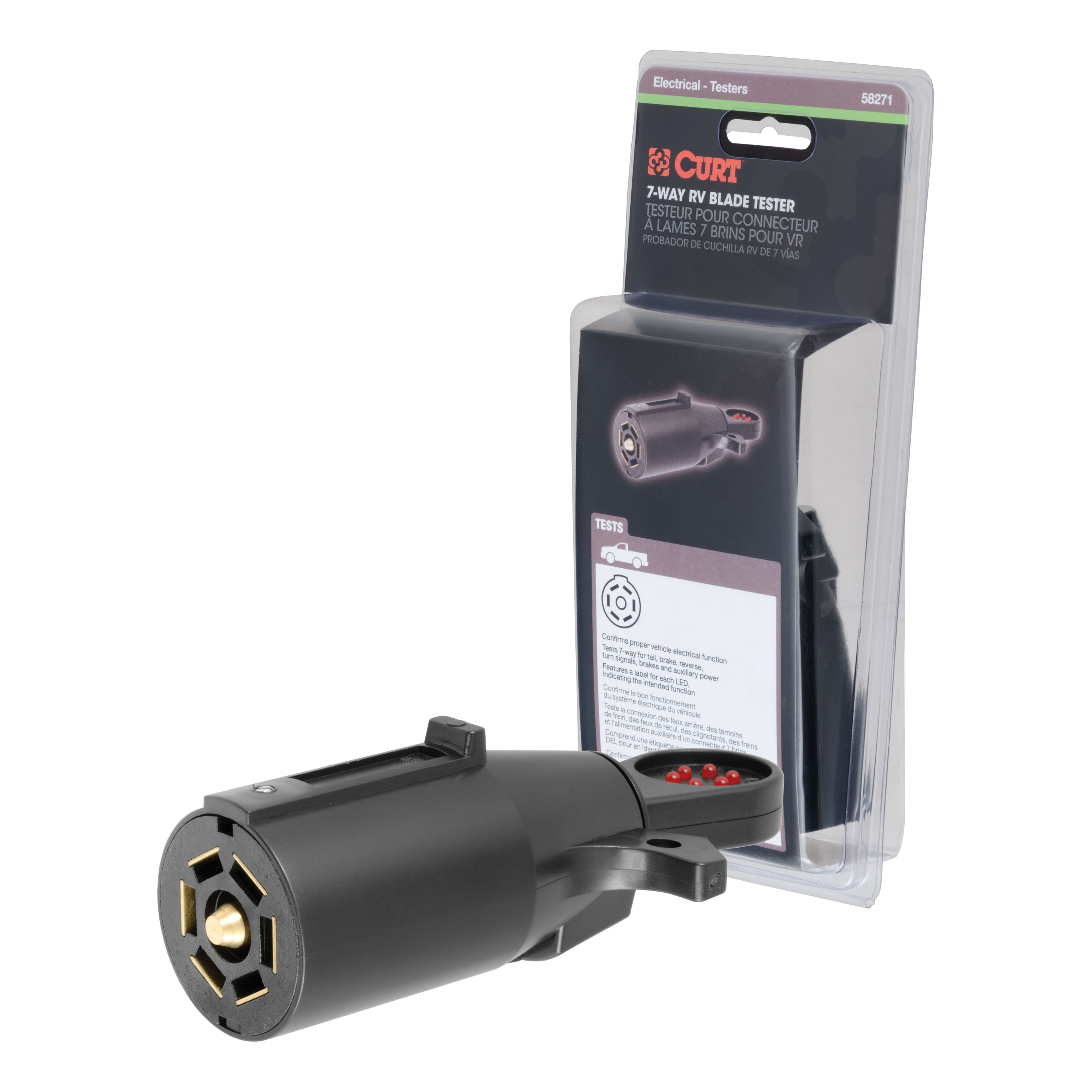 CURT 58271 - 7-Way RV Blade Connector Tester (Packaged) CURT 58271 - 7-Way RV Blade Connector Tester (Packaged)