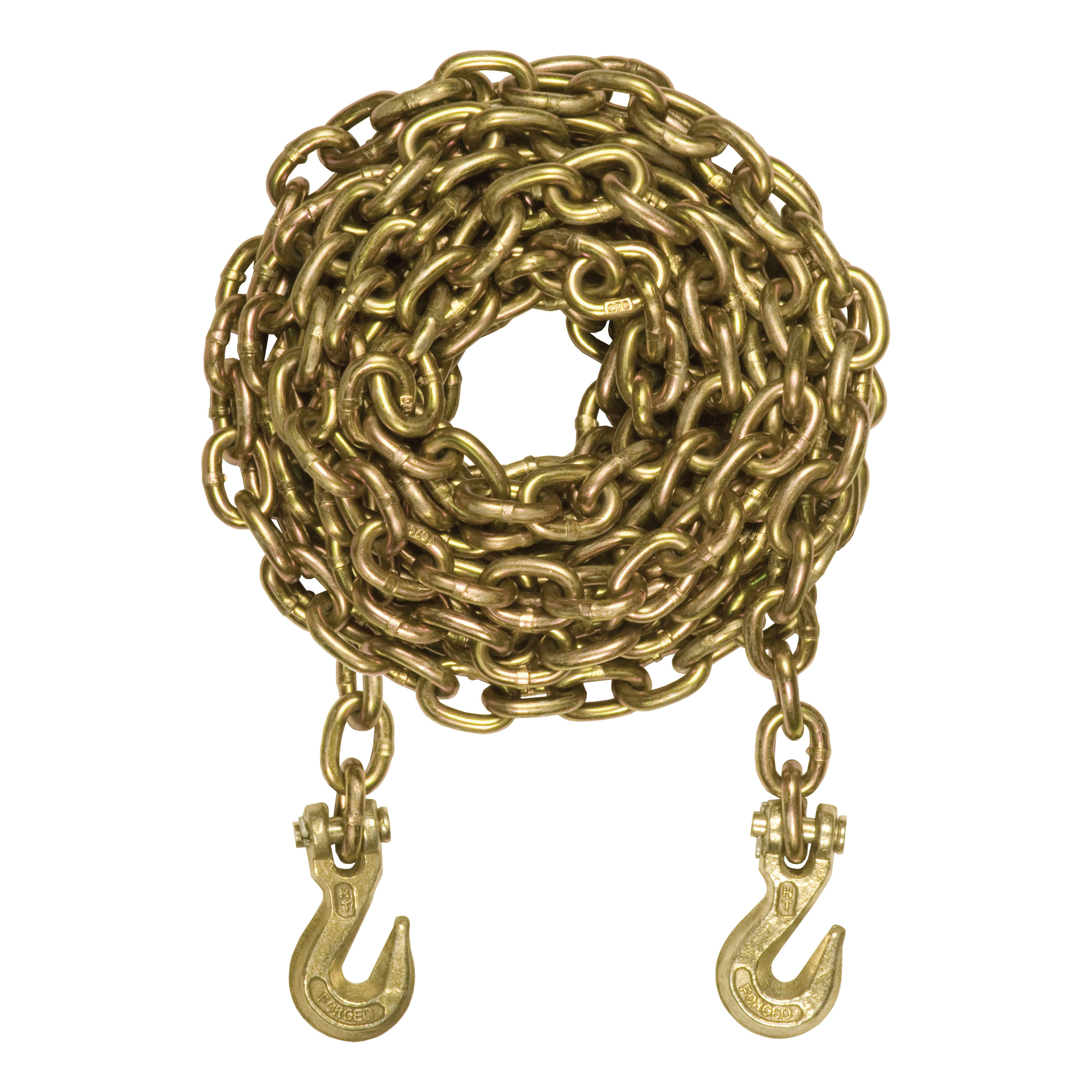CURT 80307 - 20' Transport Binder Safety Chain with 2 Clevis Hooks (18,800 lbs, Yellow Zinc)