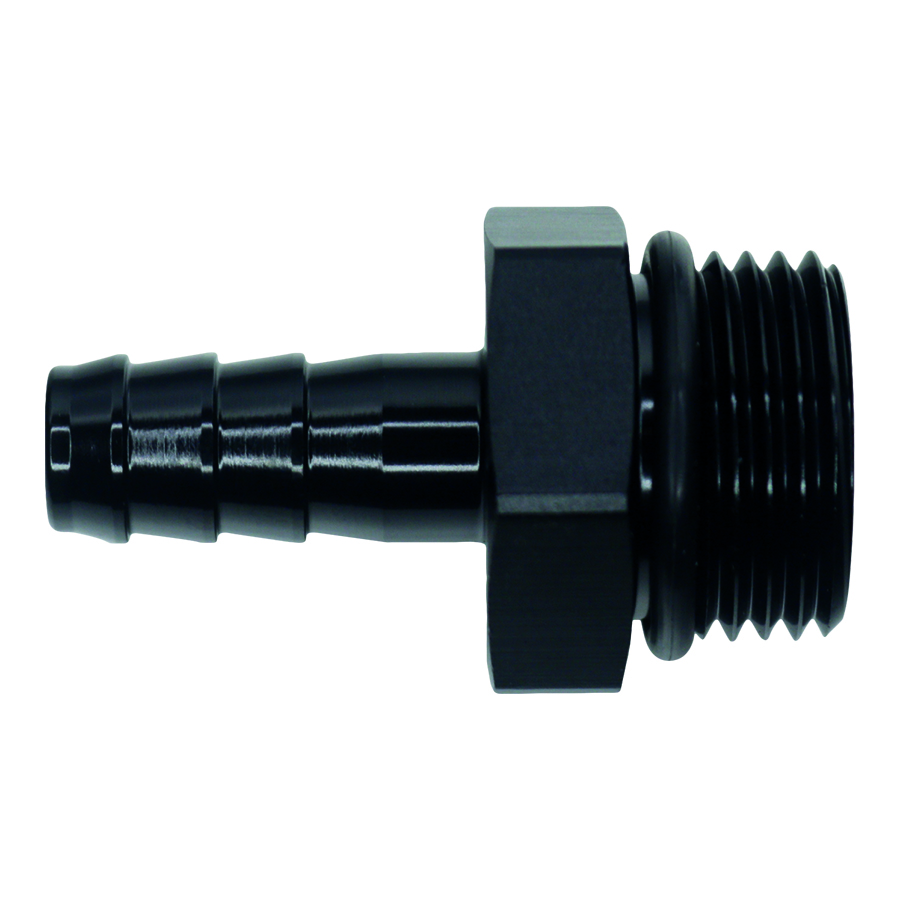 Deatschwerks 6-02-0518-B - 10AN ORB Male to 1/2in Male Triple Barb Fitting (Incl O-Ring) - Anodized Matte Black