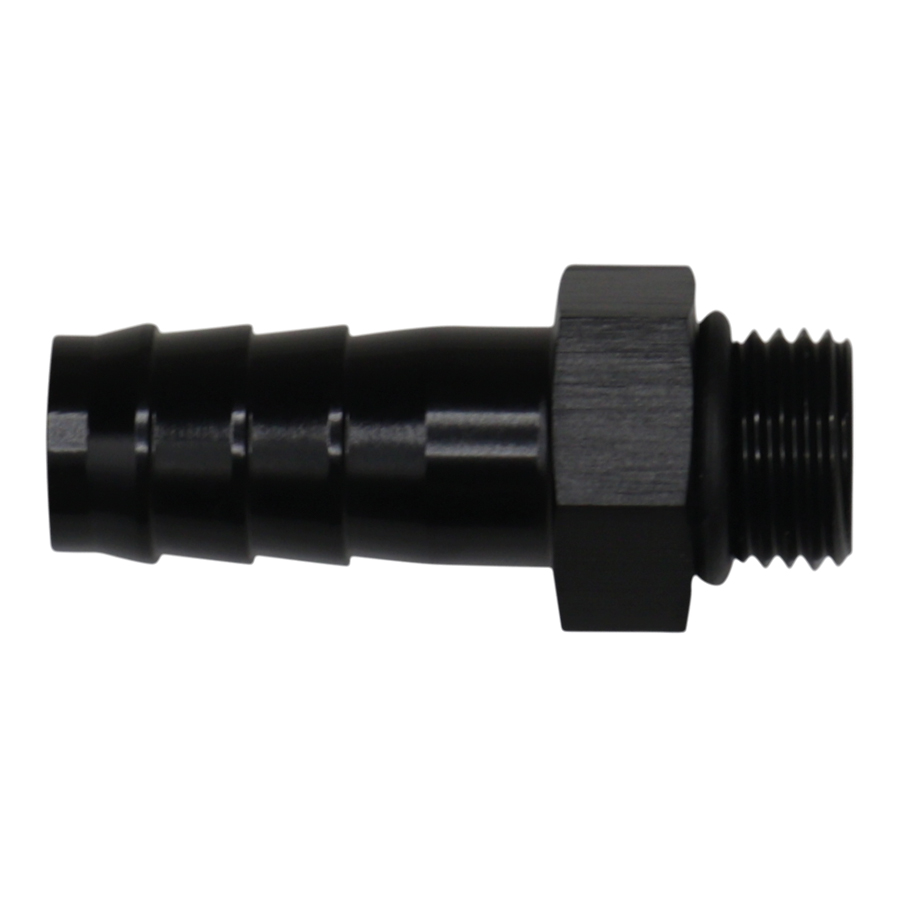 Deatschwerks 6-02-0511-B - 6AN ORB Male to 1/2in Male Triple Barb Fitting (Incl O-Ring) - Anodized Matte Black