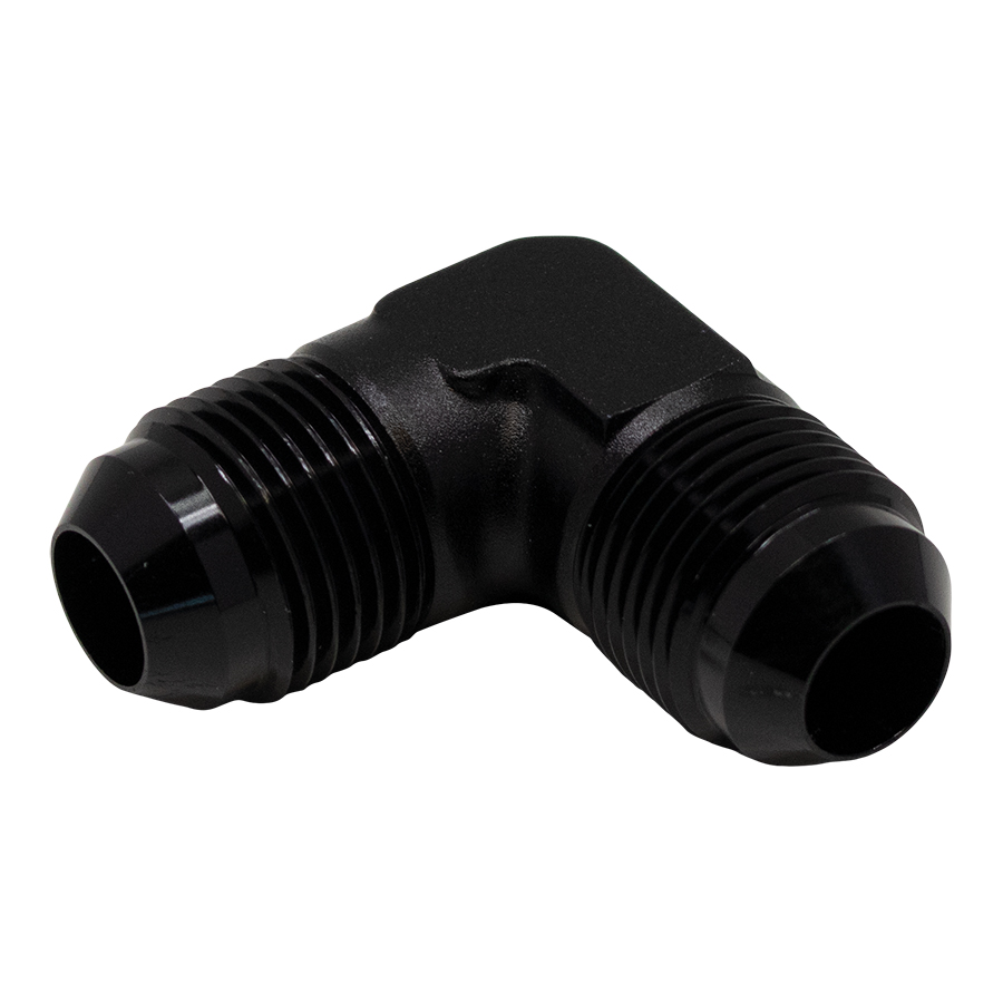 Deatschwerks 6-02-0208-B - 8AN Male Flare to 8AN Male Flare 90-Degree Fitting - Anodized Matte Black