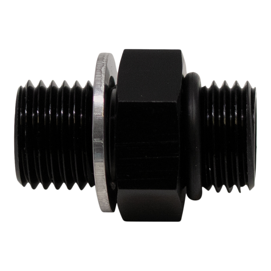 Deatschwerks 6-02-0612-B - 8AN ORB Male to M18 X 1.5 Metric Male (Incl O-Ring and Washer) - Anodized Matte Black Deatschwerks 6-02-0612-B - 8AN ORB Male to M18 X 1.5 Metric Male (Incl O-Ring and Washer) - Anodized Matte Black