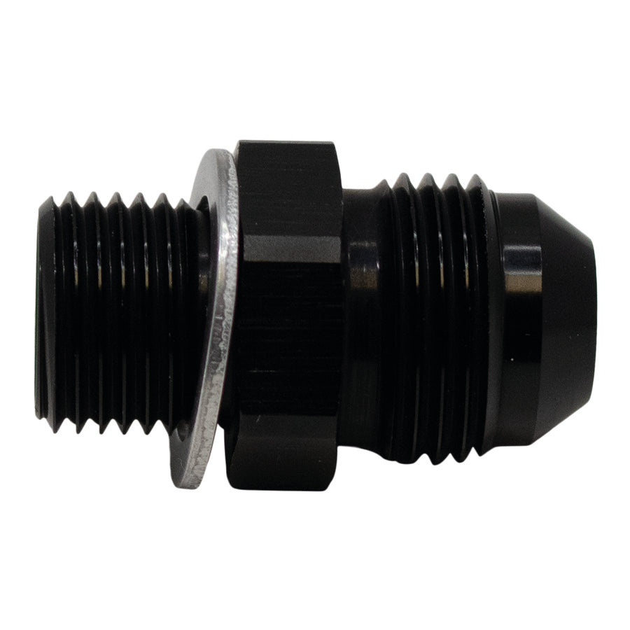 Deatschwerks 6-02-0619-B - 8AN Male Flare to M16 X 1.5 Male Metric Adapter (Incl Washer) - Anodized Matte Black Deatschwerks 6-02-0619-B - 8AN Male Flare to M16 X 1.5 Male Metric Adapter (Incl Washer) - Anodized Matte Black