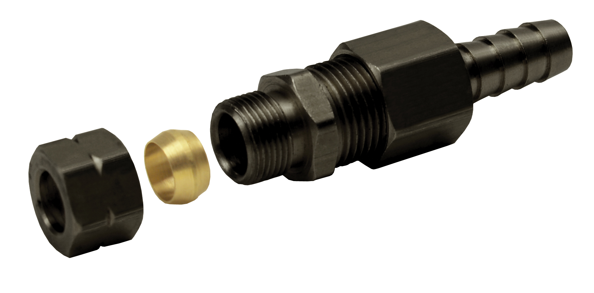 Derale 13032 - Universal 3/8" Transmission Cooler Line to 3/8" Hose Barb Compression Fitting