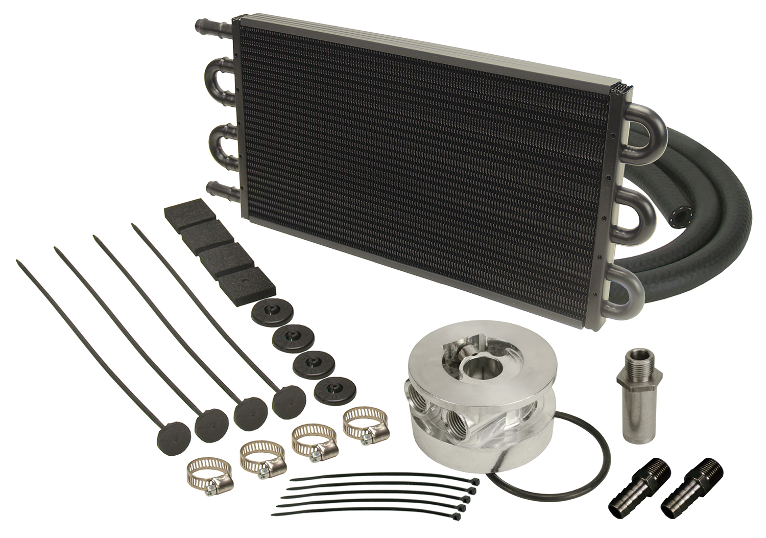 Derale 15503 - 6 Pass Series 7000 Aluminum/Copper GM V8 Engine Oil Cooler Kit Sandwich Adapter
