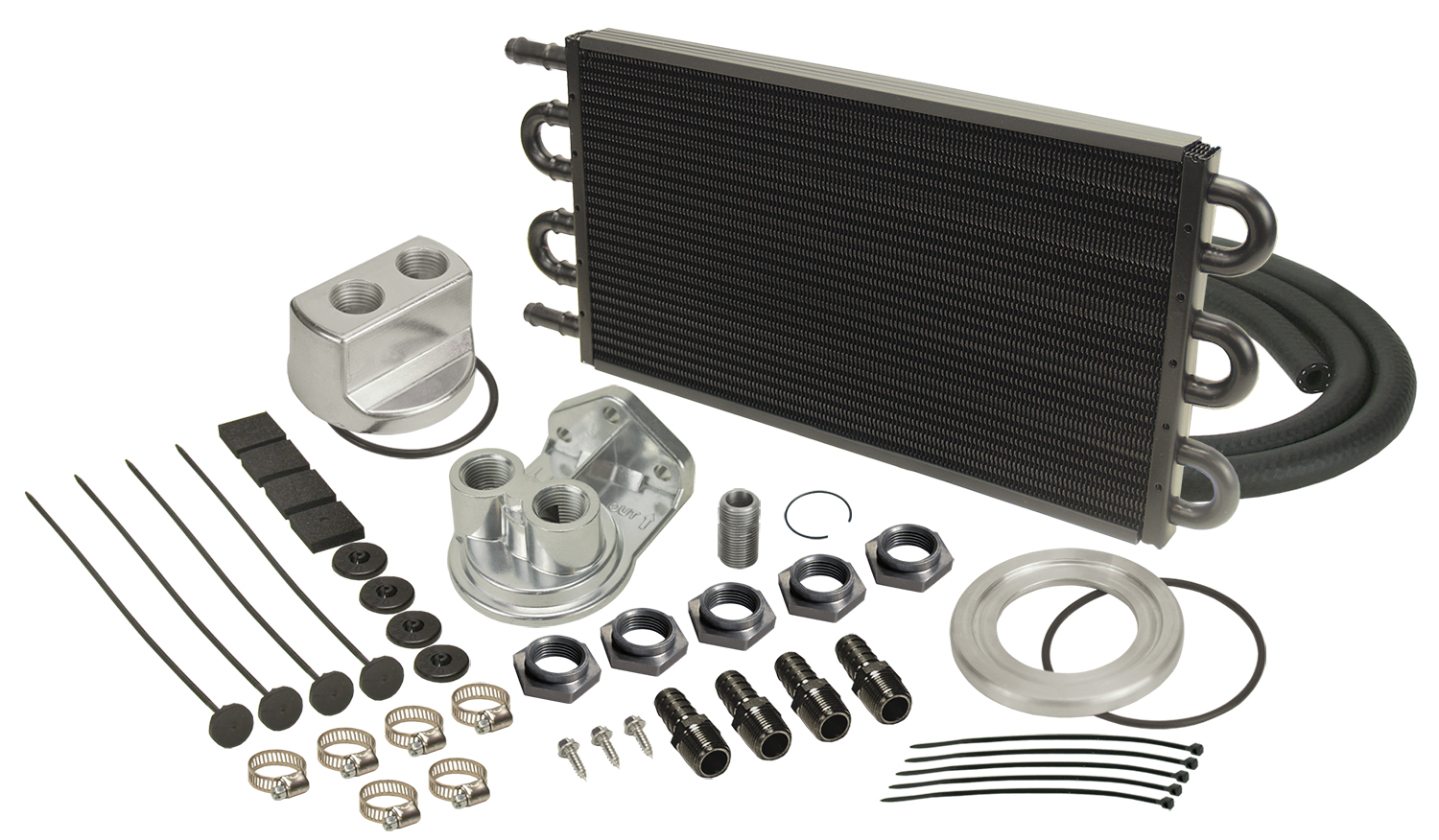 Derale 15551 - 6 Pass Series 7000 Alum/Copper Universal Engine Oil Cooler Kit, Spin On Adapter Derale 15551 - 6 Pass Series 7000 Alum/Copper Universal Engine Oil Cooler Kit, Spin On Adapter