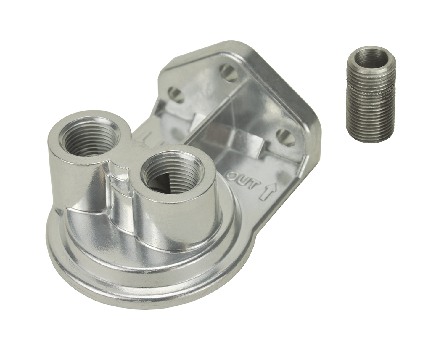 Derale 25728 - Single Ports Up 1/2" NPT Filter Mount with 13/16"-16 Filter Threads