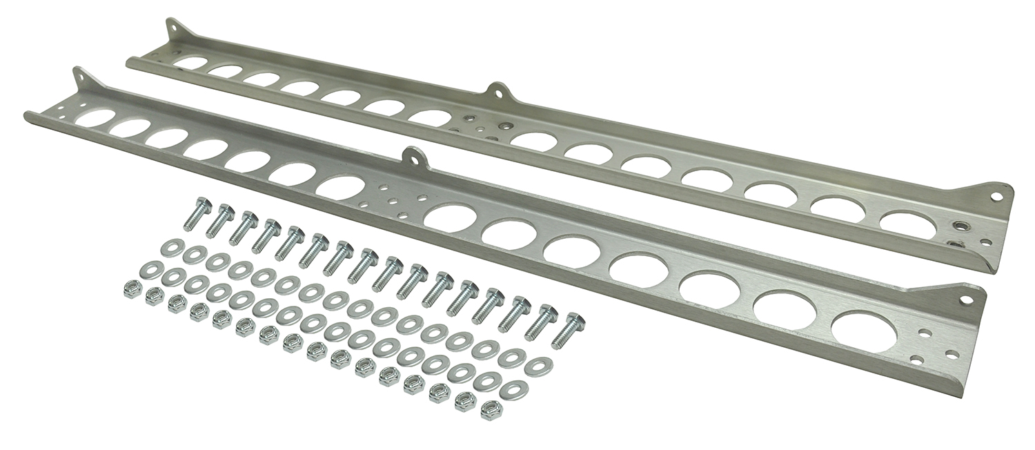 Derale 50022 - Dual Stacked Plate Brushed Aluminum Brackets With Mounting Hardware