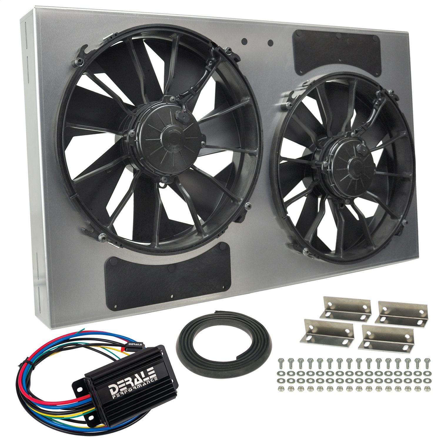 Derale 66838 - Powerpack - High Output Dual 12" RAD Fan/Alum Shroud Kit w/ PWM Controller