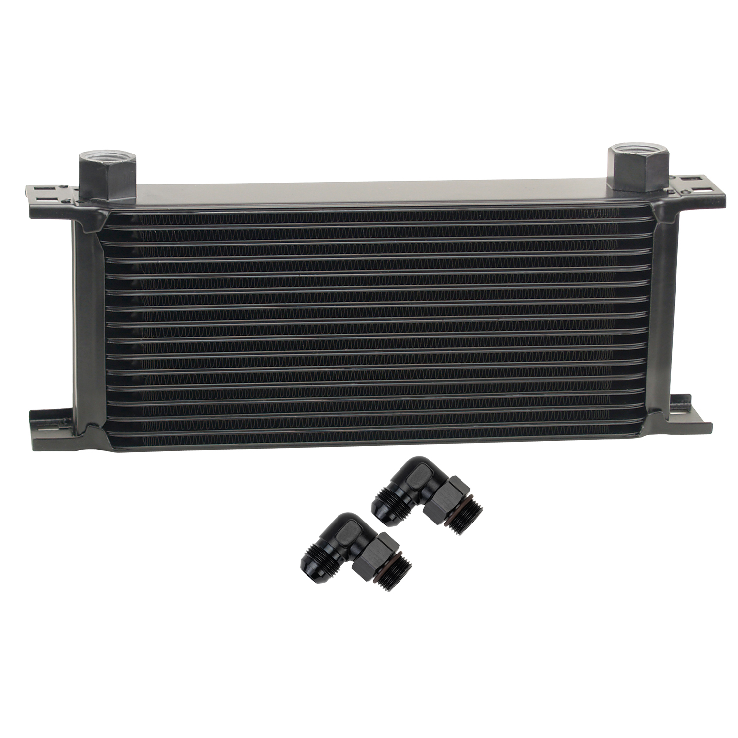 Derale 51680 - 16 Row Series 10000 Stack Plate Oil Fluid Cooler, 90 degree swivel -8AN
