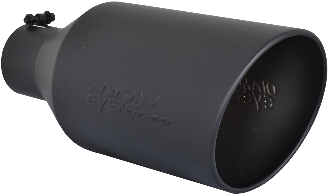 Diamond Eye 4718BRA-DEBK - Exhaust Tip 4-7 Inch X 18 Inch Bolt on Rolled Angle Embossed Black Tail Pipe Tips