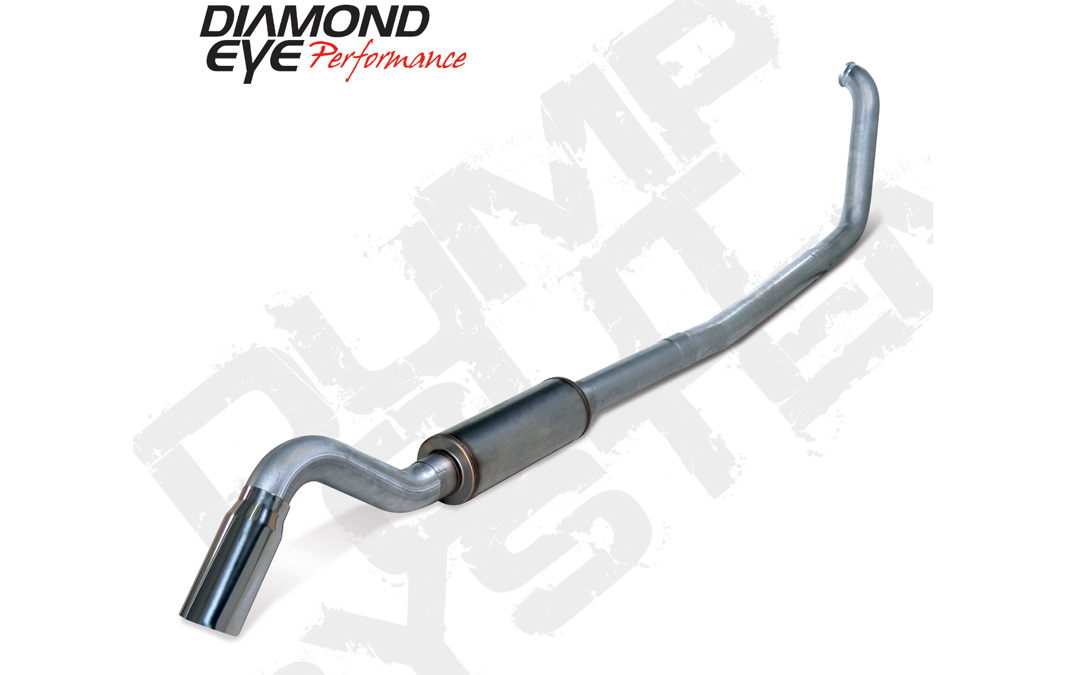 Diamond Eye K4319S-TD - Turbo Back Exhaust Ford 7.3 Liter Underbody Exit Single Turn Down With Muffler Stainless
