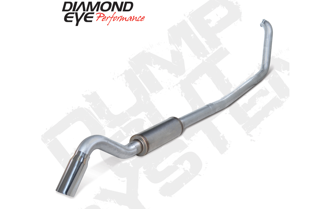 Diamond Eye K4319A-TD - Turbo Back Exhaust Ford 7.3 Liter 4 Inch With Muffler Single Turn Down Underbody Exit Aluminized Diamond Eye K4319A-TD - Turbo Back Exhaust Ford 7.3 Liter 4 Inch With Muffler Single Turn Down Underbody Exit Aluminized