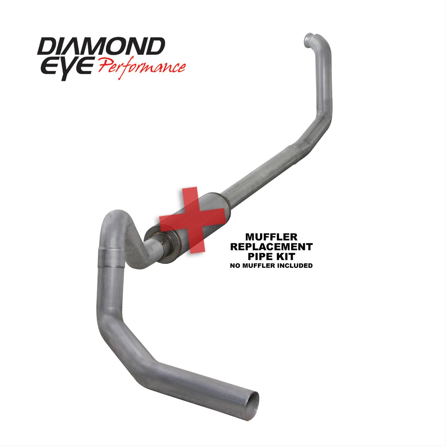 Diamond Eye K4325A-RP - Turbo Back Exhaust 98-03 E-Series 4 Inch Single Pass No Muffler Aluminized Performance Series Diesel