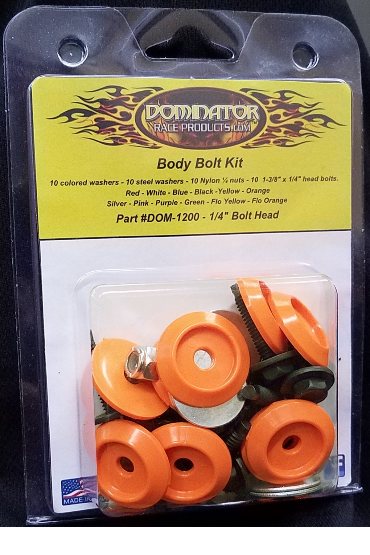 Dominator Racing 1200-B-OR - Body Bolt Kit Orange Hex Head