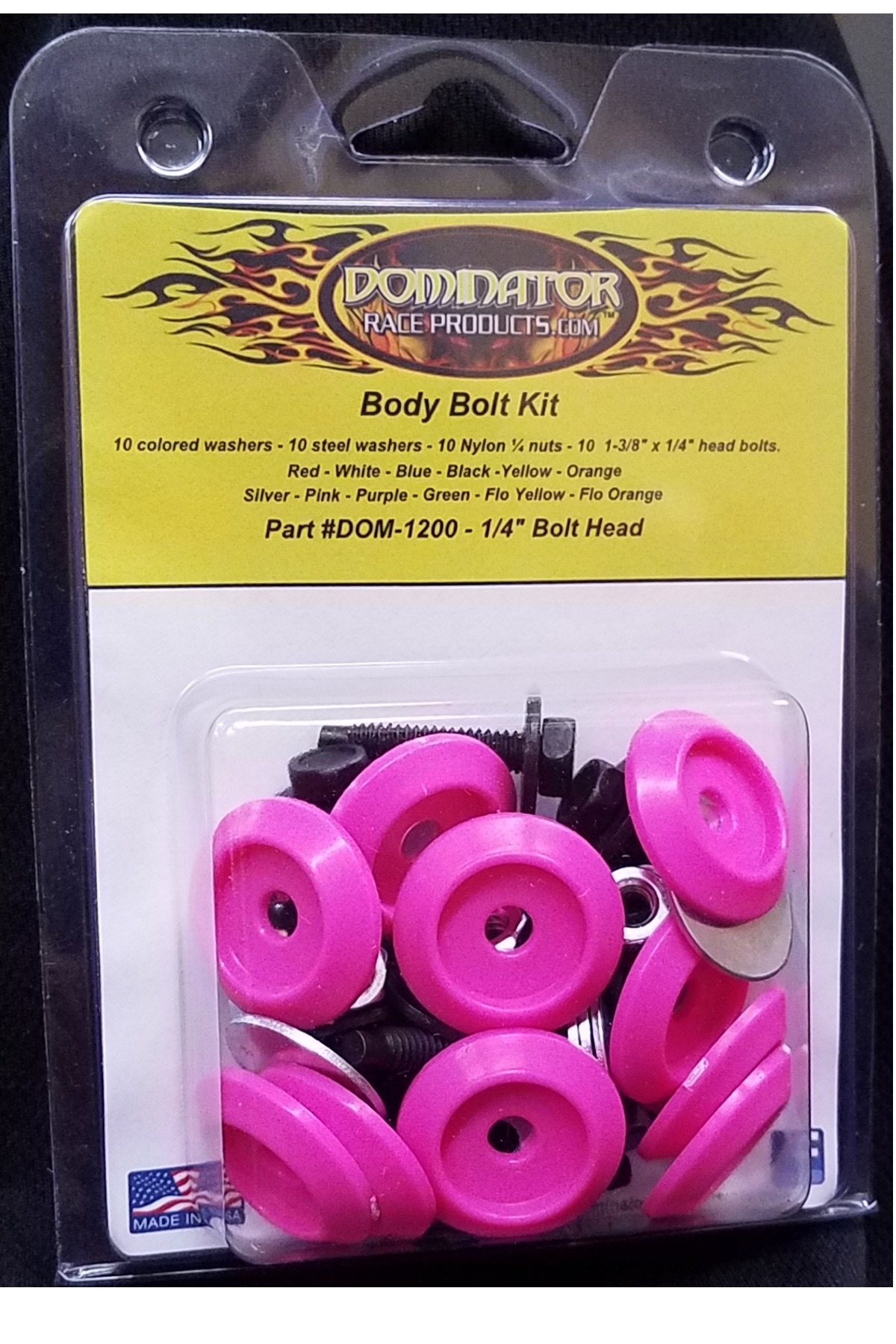 Dominator Racing 1200-B-PK - Body Bolt Kit Pink Hex Head