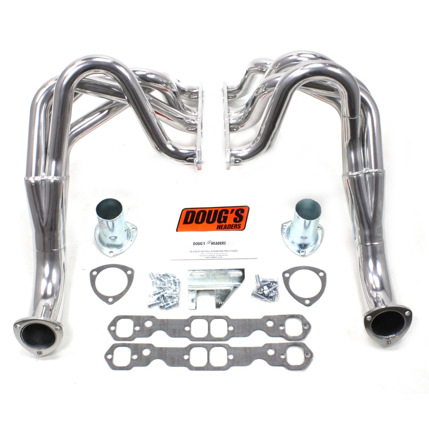 Doug's Headers D329 - 1 3/4" 4-Tube Full Length Fenderwell Header Chevy II Small Block Chevrolet 62-67 Metallic Ceramic Coating