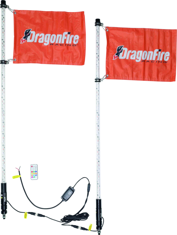 DragonFire Racing 522804 - Whips - 4Ft Spiral Led Clear Pair